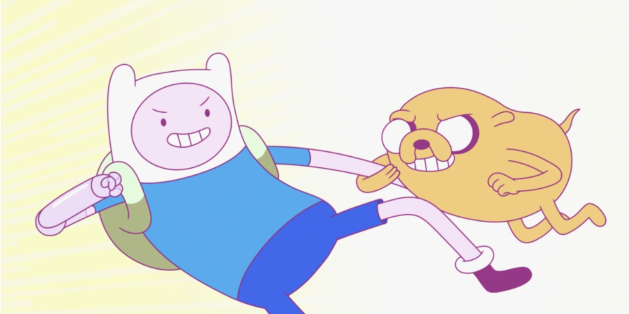 Finn and Jake about to fist-bump in Adventure Time.