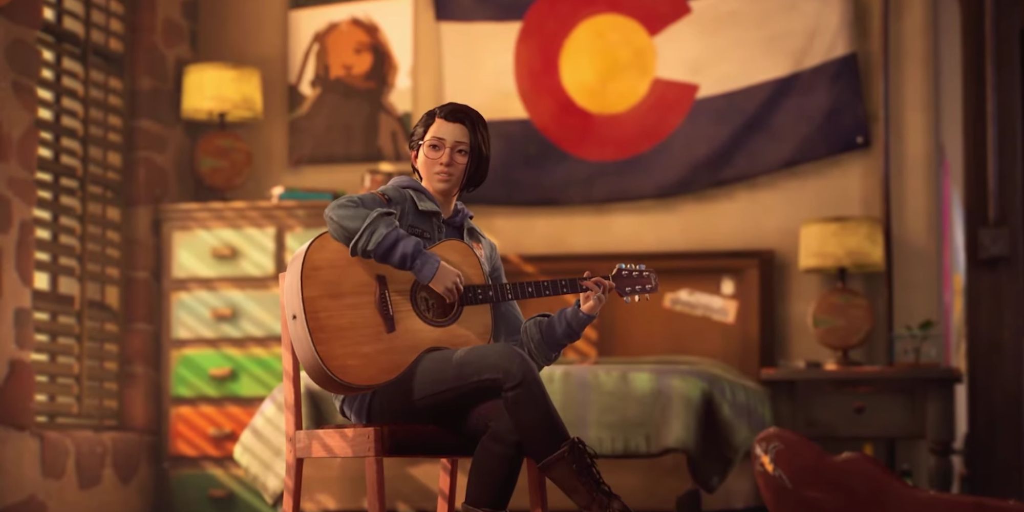 Alex Chen playing guitar in Life is Strange.