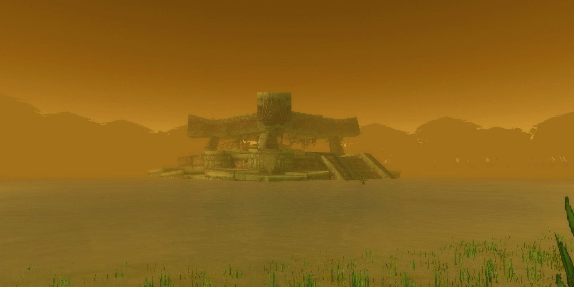 The sunken Temple of Atal'Hakkar, partially submerged in the Pool of Tears in the Swamp of Sorrows