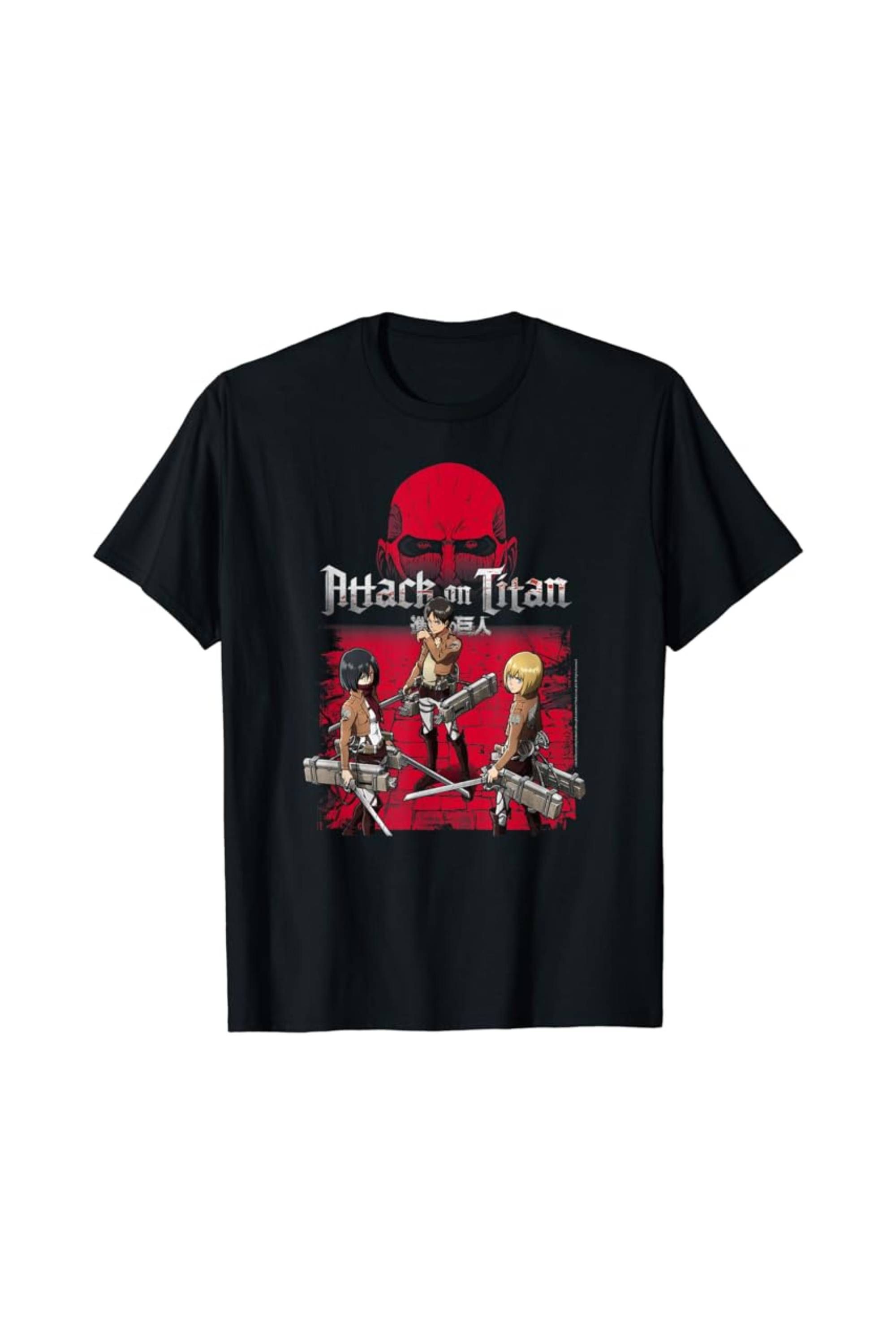 Attack on Titan 3 Main Characters Red Background T-Shirt