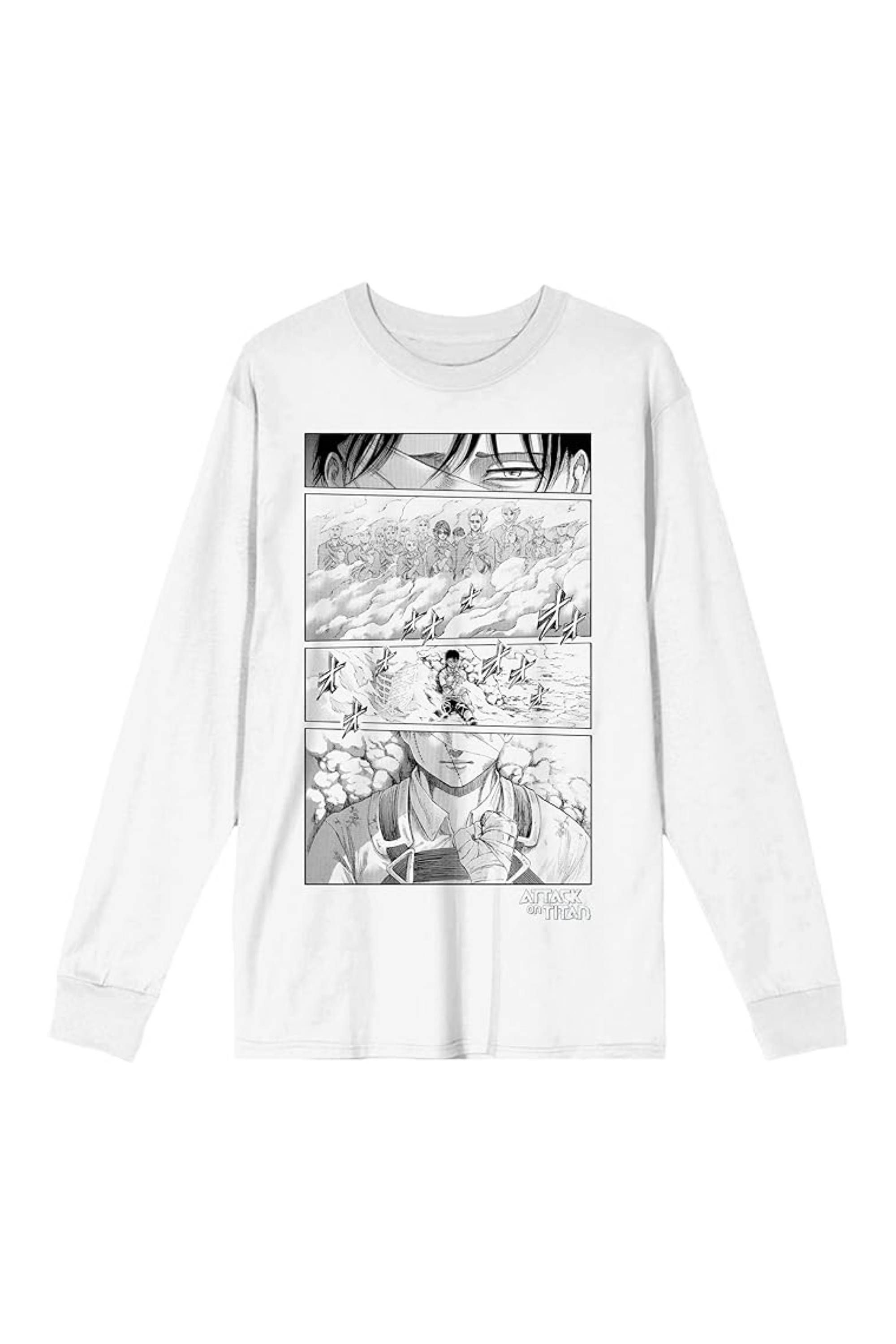 Attack On Titan Levi's Hallucinations Adult White Long Sleeve Tee
