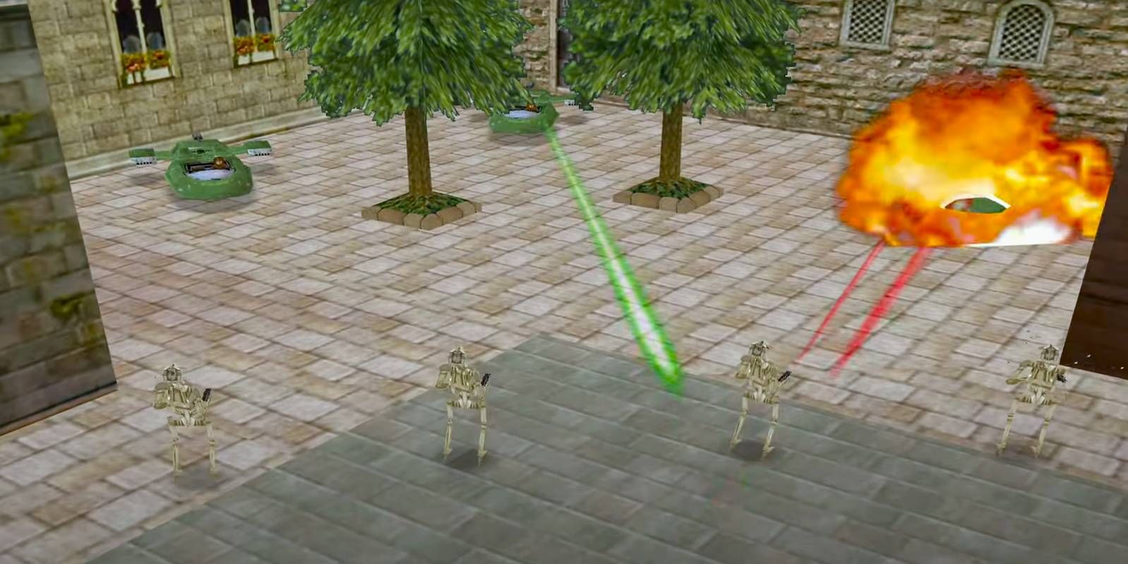 Battle droids attacking Flash Speeders in Star Wars Episode I Battle for Naboo