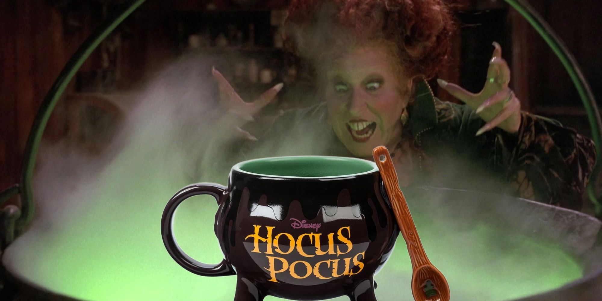 Best Disney Mugs Featured Image Witch From Hocus Pocus Excitedly Looking At Hocus Pocus Mug