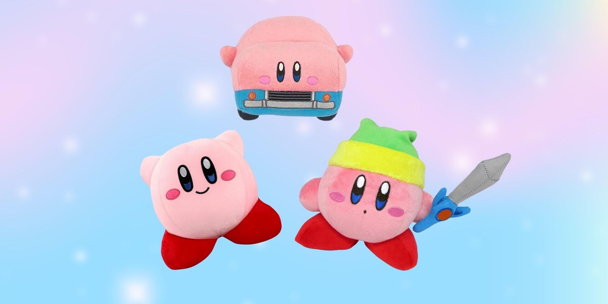 Best Kirby Plushes three plushes on dream background