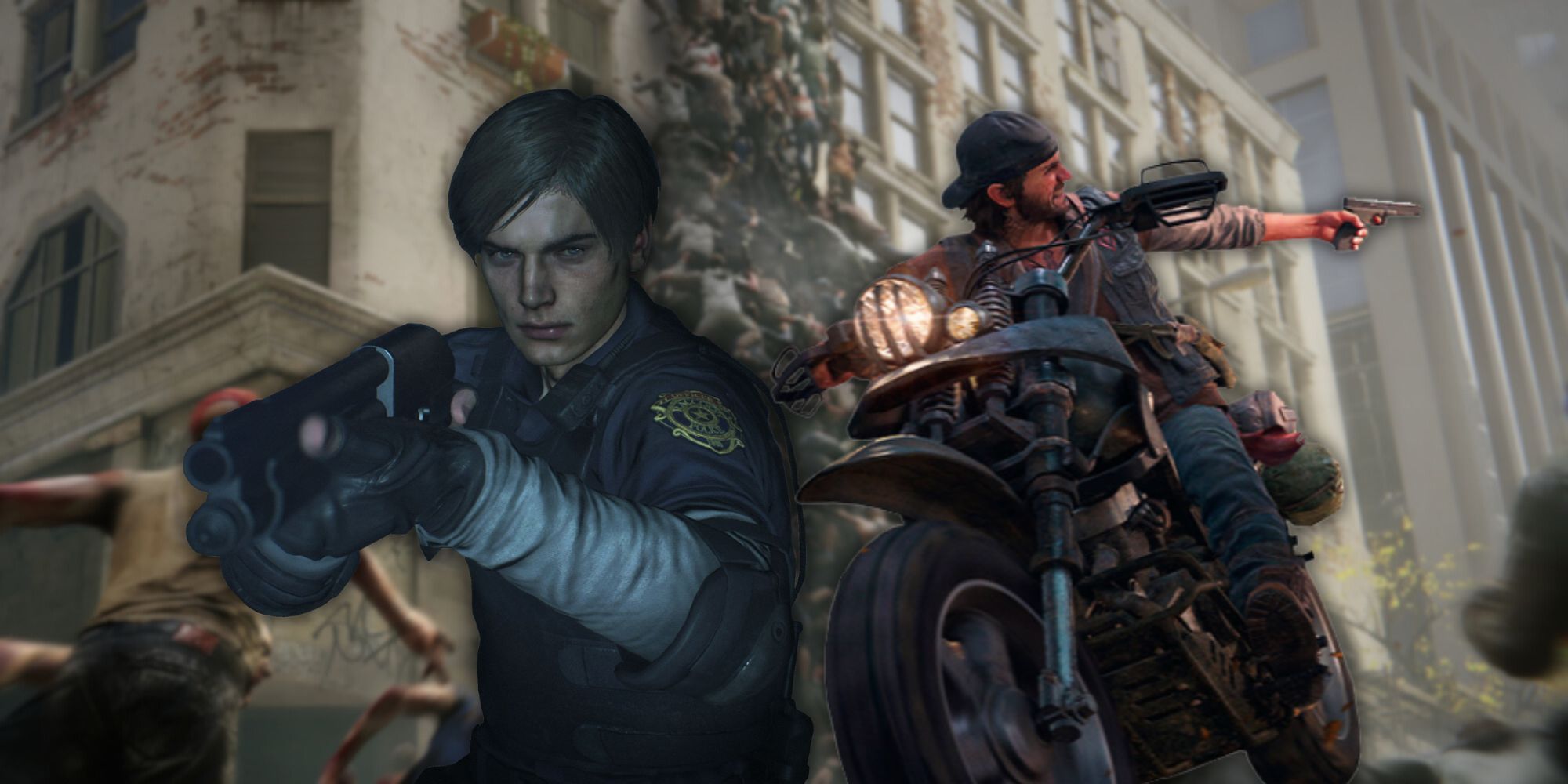Best PS4 and PS5 Zombie Games Featured Image Resident Evil 2 Leon and Day's Gone Deacon