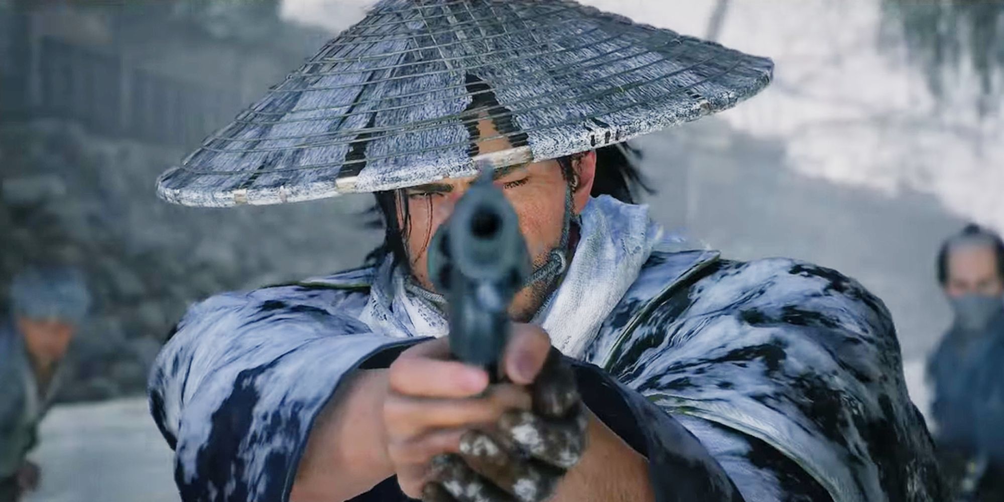 Blade Twin holfing a revolver in Rise Of The Ronin