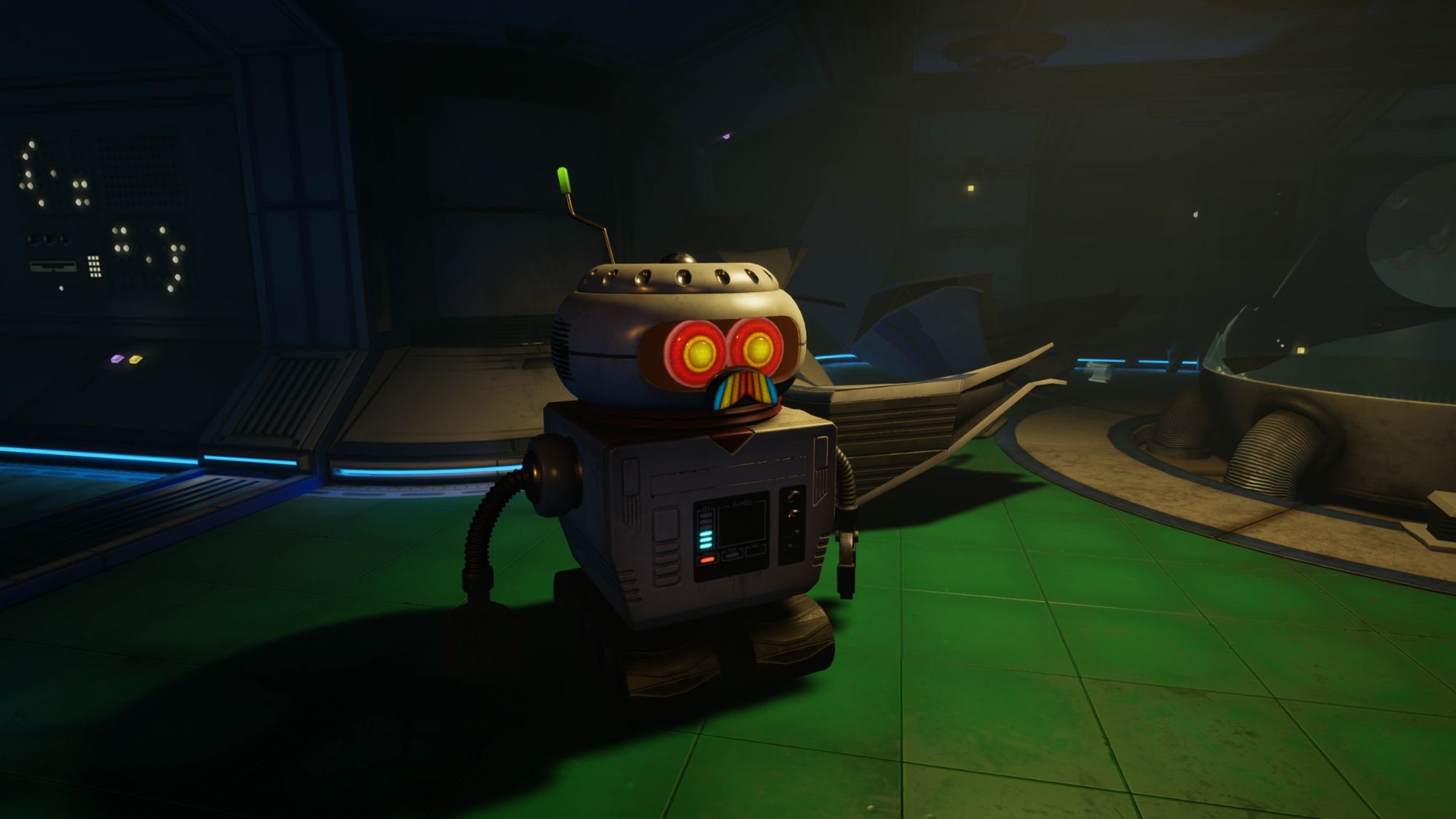 An image from Grounded of the BURG.L robot, which guides you through the game and gives you basic quests.