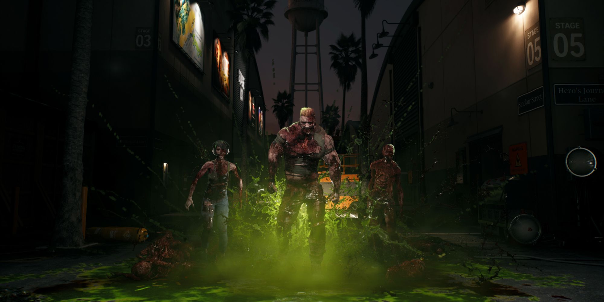 Dead Island 2 Screenshot Of Three Zombies In Green Liquid