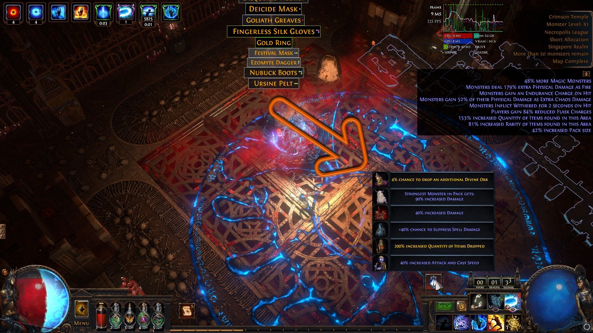 Divine altar from Lantern of Arimor buff in Path of Exile
