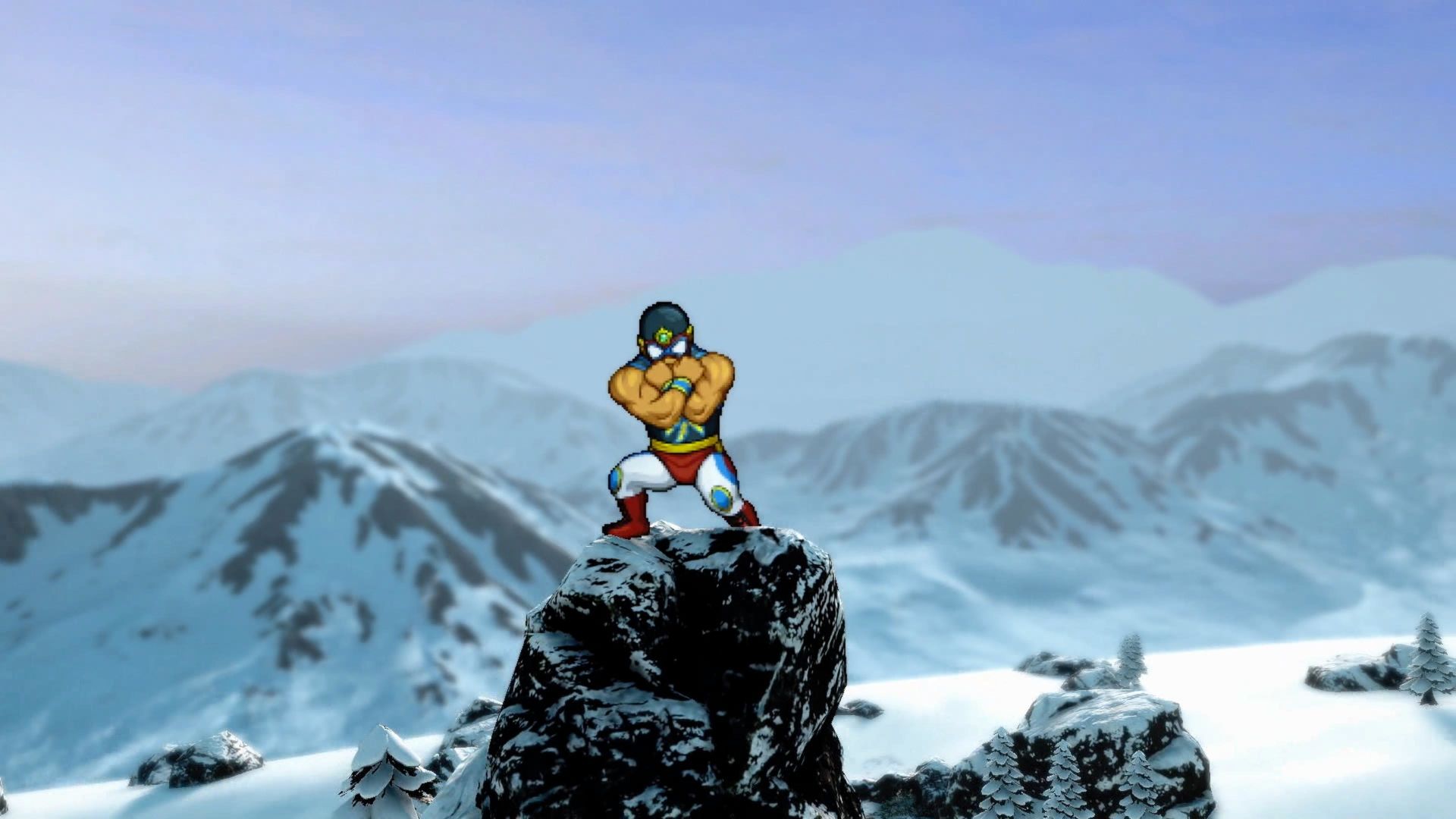 Eiyuden Chronicle Hundred Heroes, A warrior flexing on top of a mountain
