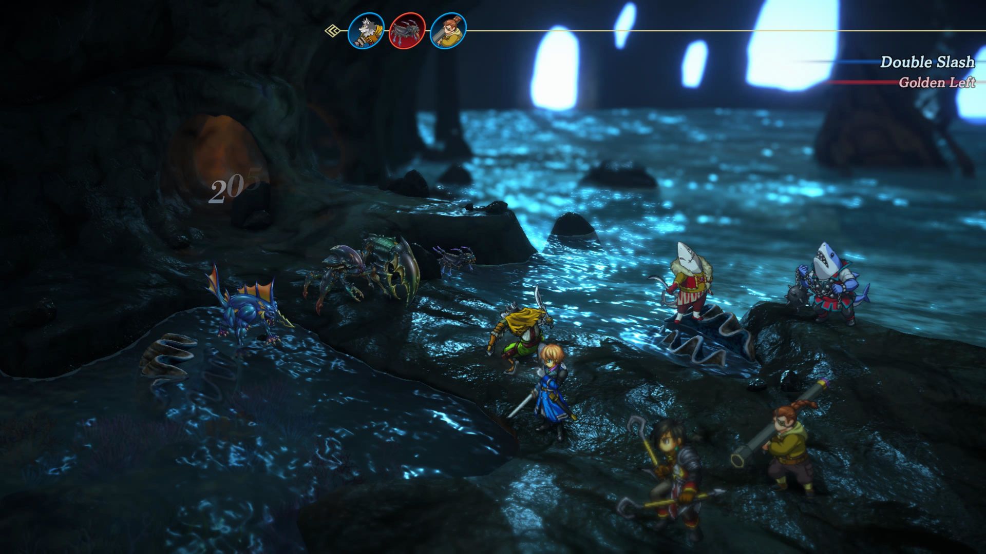 Eiyuden Chronicle Hundred Heroes, Battling sea creatures in the sea cave