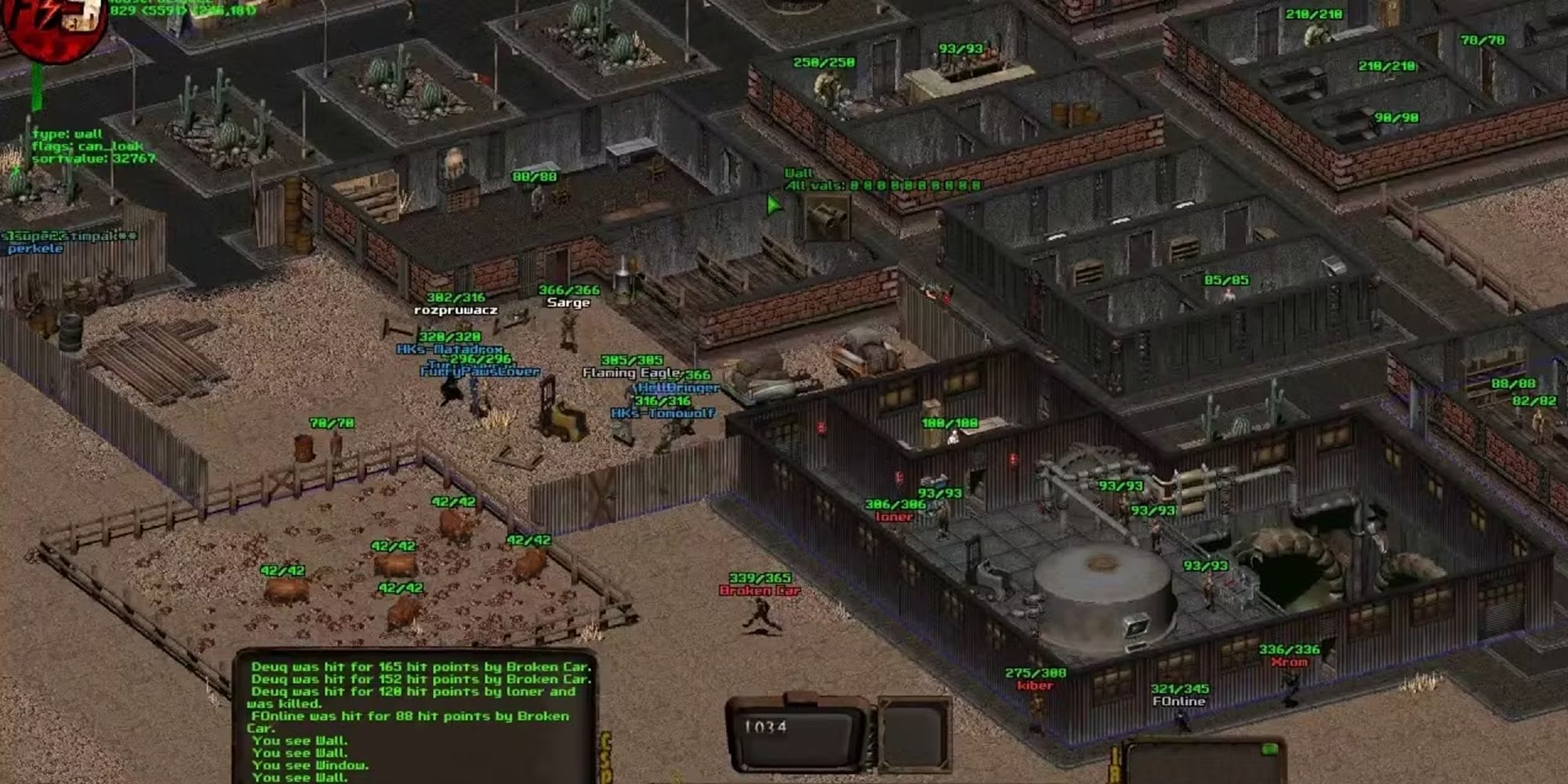 Fallout 2 Mods FOnline 3 Showing A Building Map With Players Online