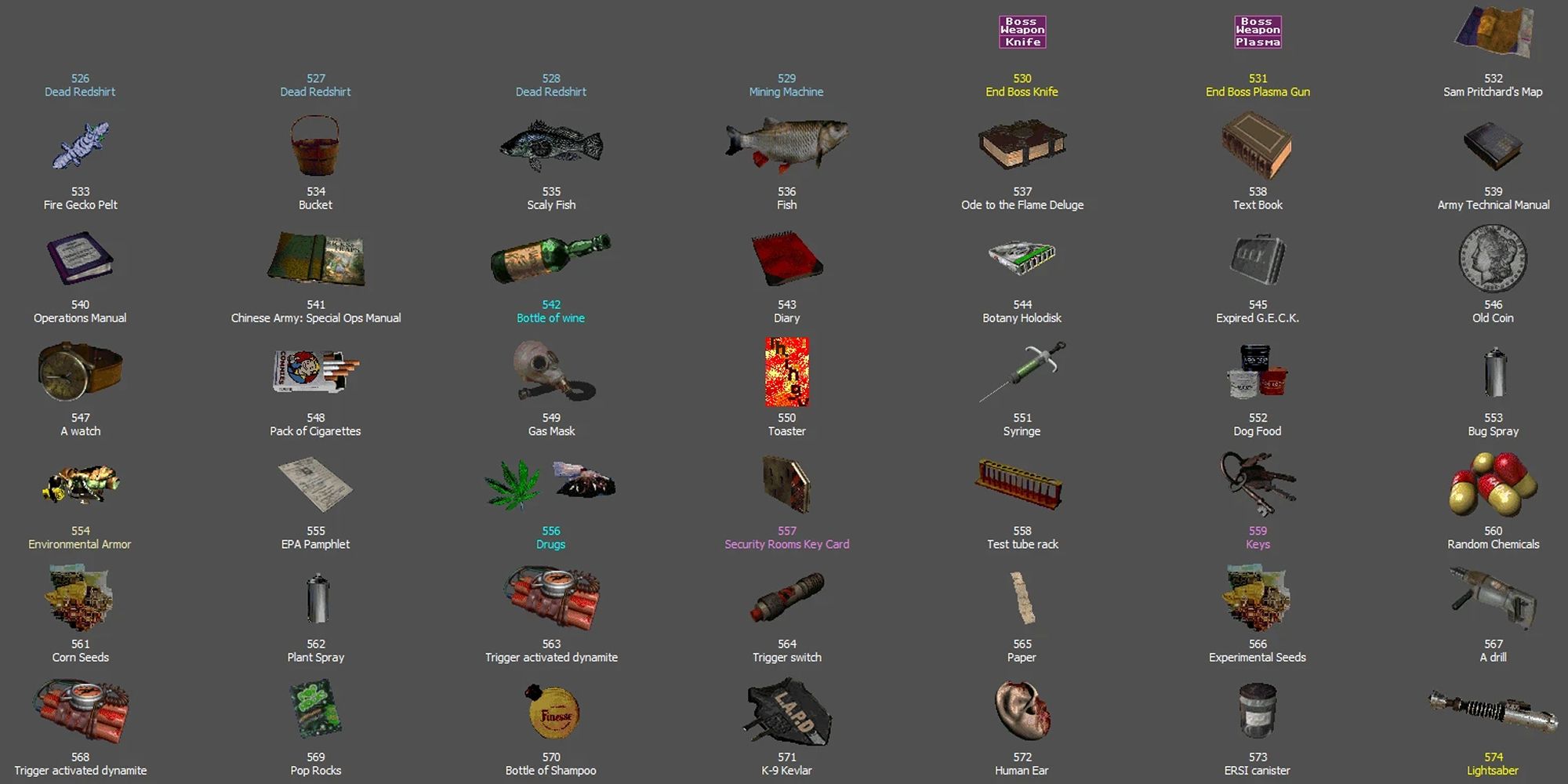 Fallout 2 Mods Screen Of Possible Items