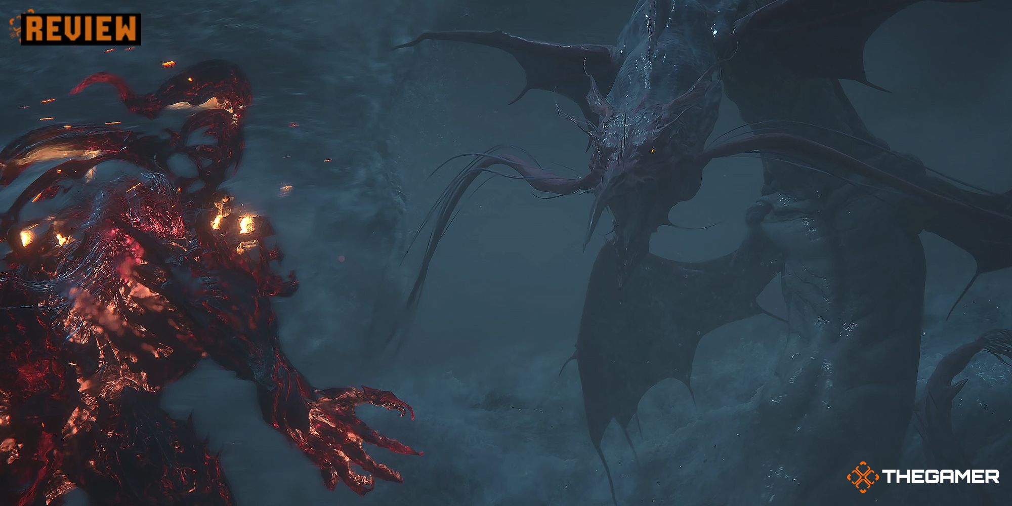 Ifrit challenging Leviathan in FFXVI The Rising Tide