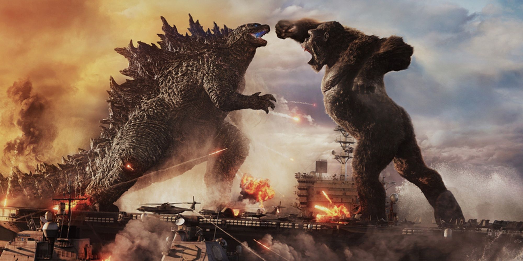 Godzilla X Kong: Godzilla And Kong About To Fight Each Other On An Aircraft Carrier