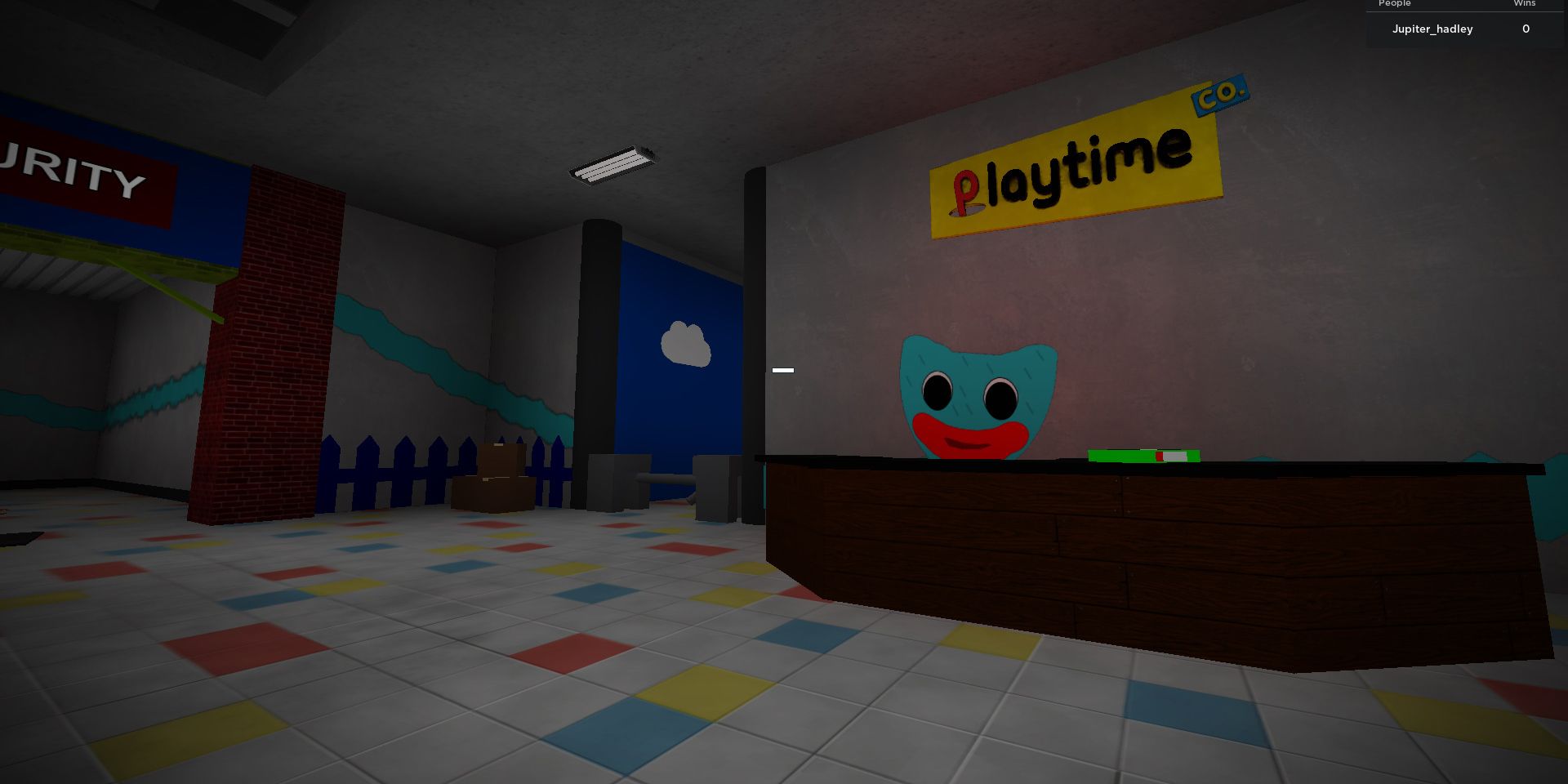 Inside Poppy Playtime Story, in the lobby of the Roblox game