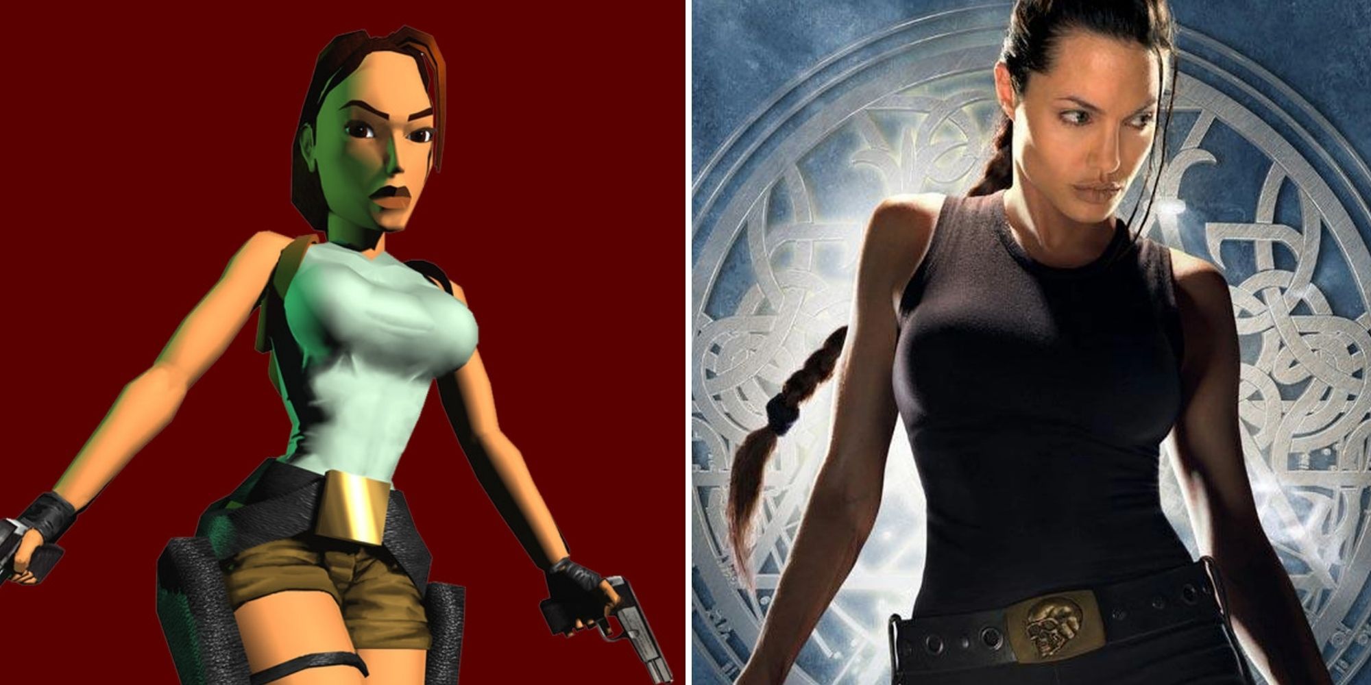 Lara Croft from Tomb Raider and Angelina Jolie as Lara Croft in the Tomb Raider movie-1
