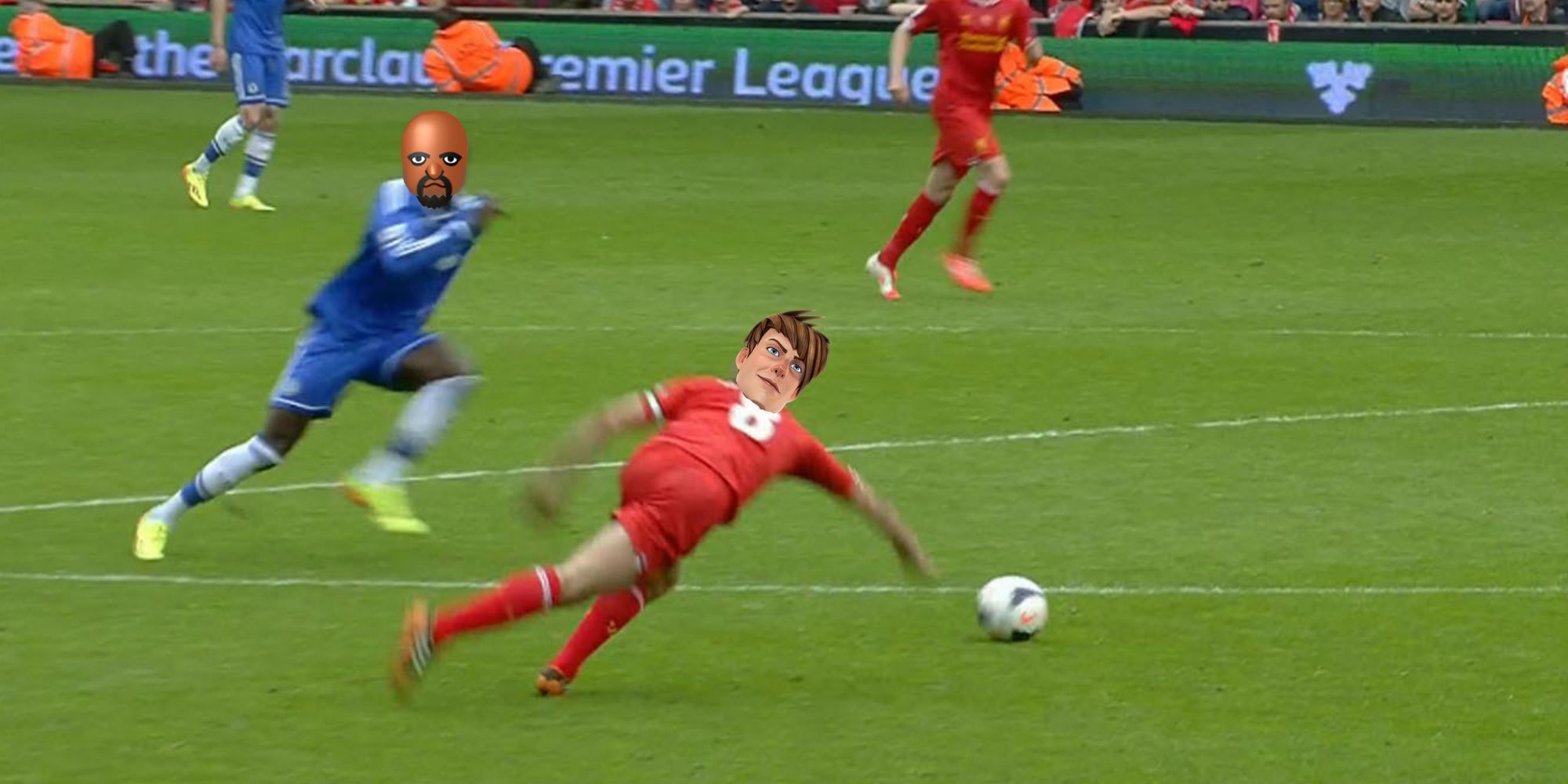 Matt from Wii Sports and Eagle from Kinect Rivals as Ba and Gerrard during the Gerrard Slip