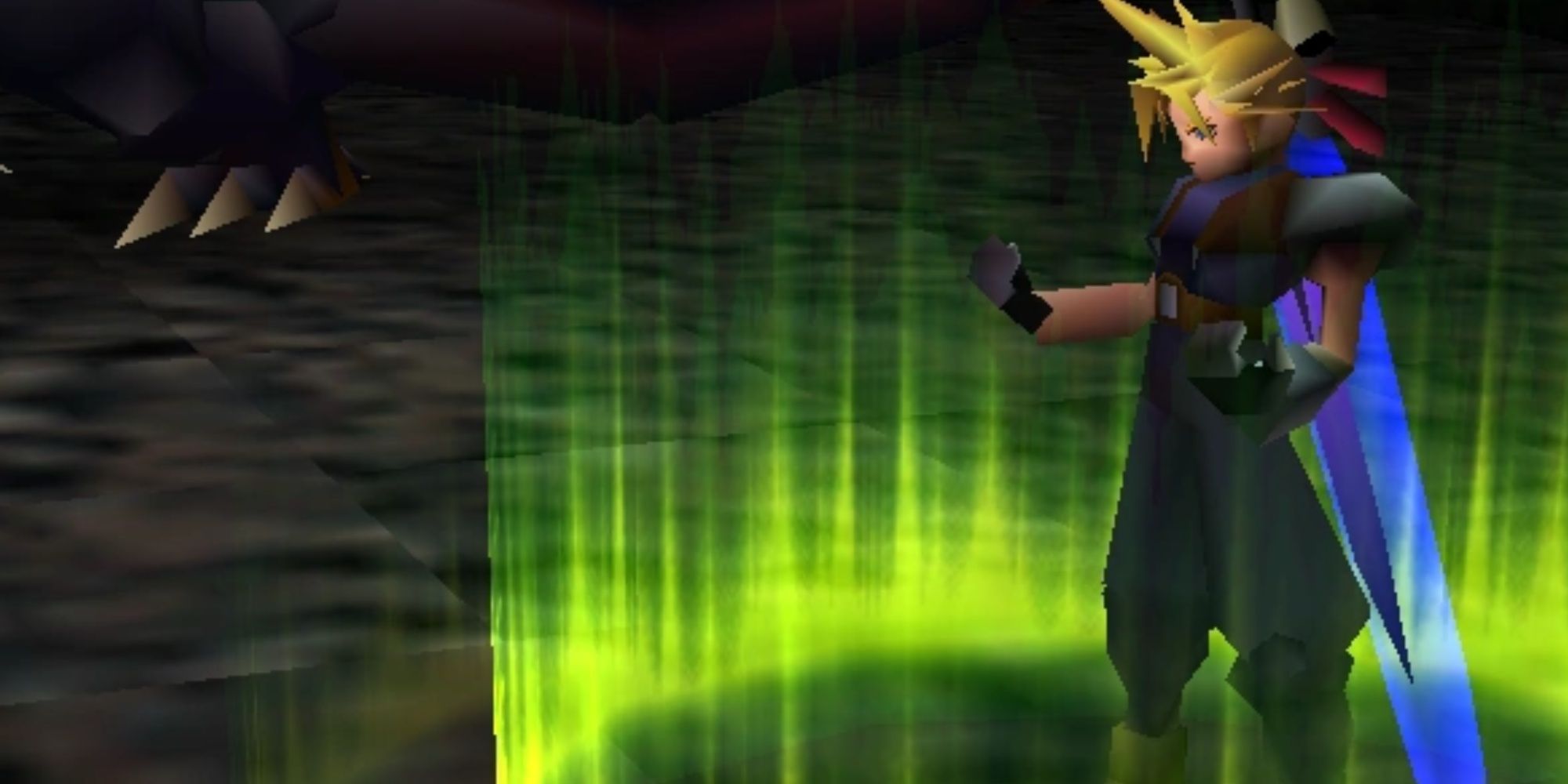 Cloud using the Final Attack Materia as his health hits 0 in Final Fantasy 7.