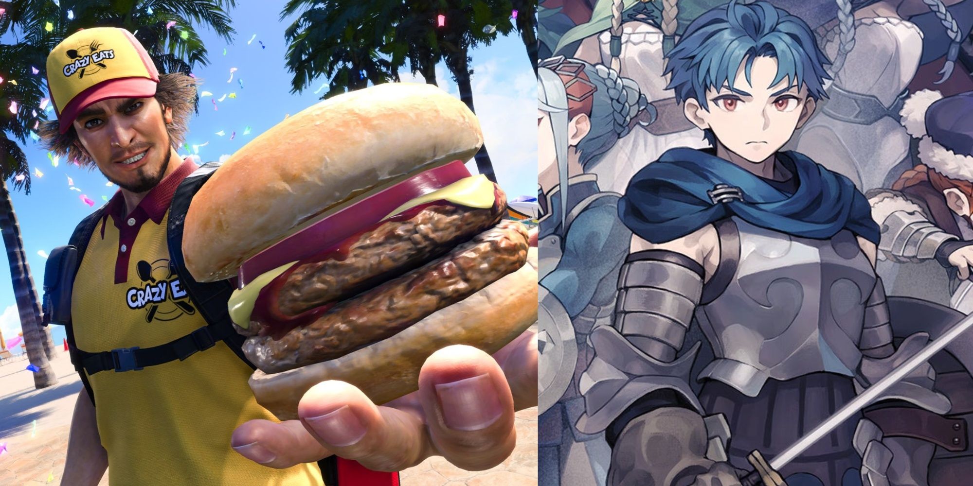 ichiban with a burger in infinite wealth, and the lead character in unicorn overlord