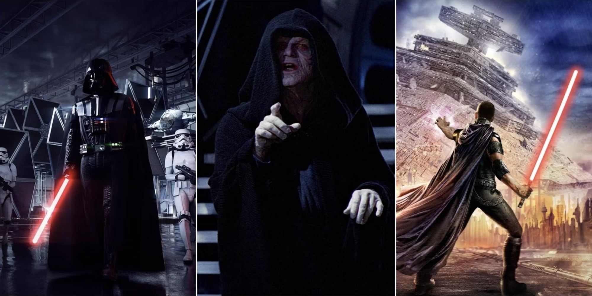 Dark Side Users Darth Vader, The Emperor and Starkiller