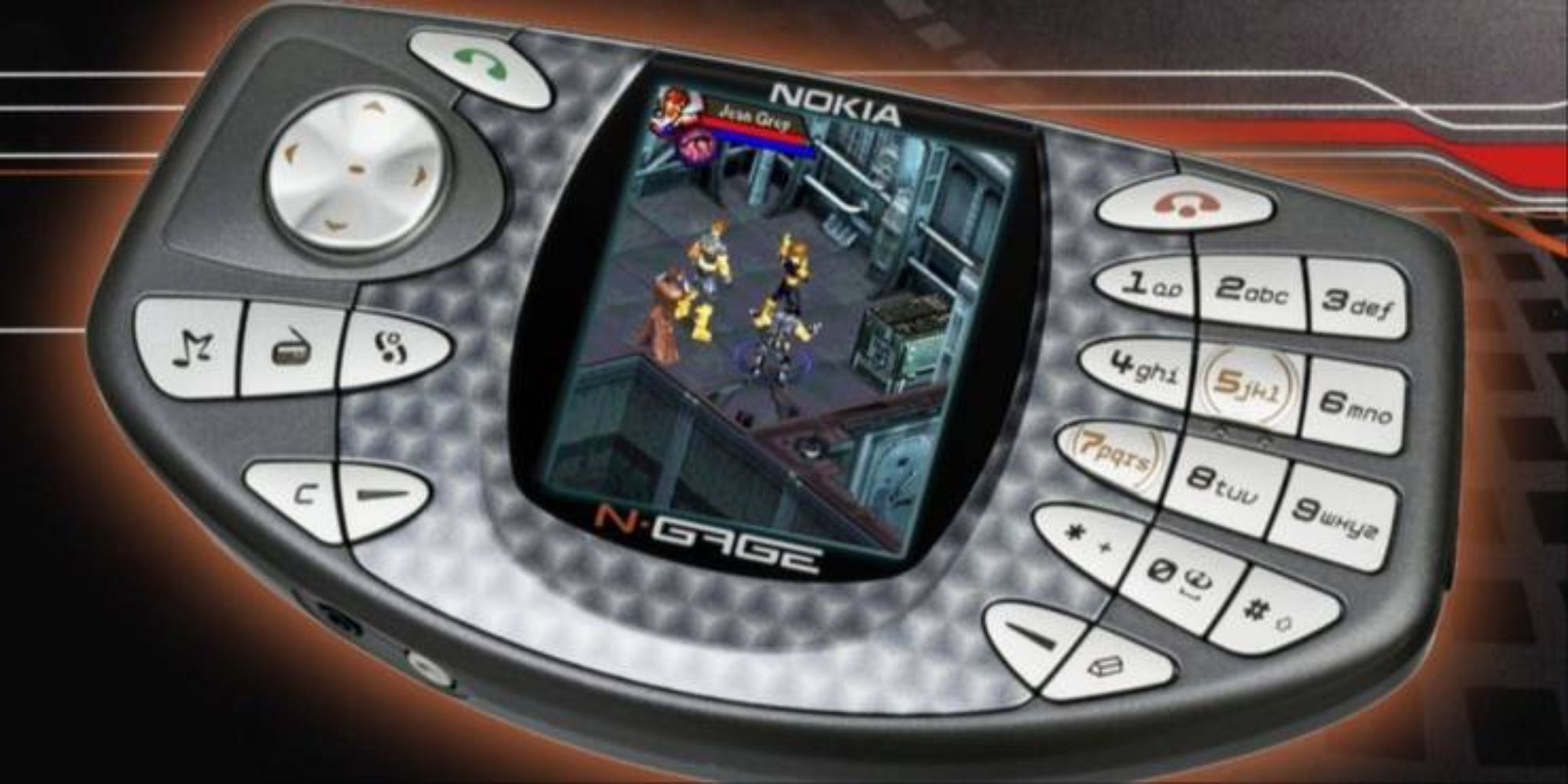 N-Gage console with game playing on screen