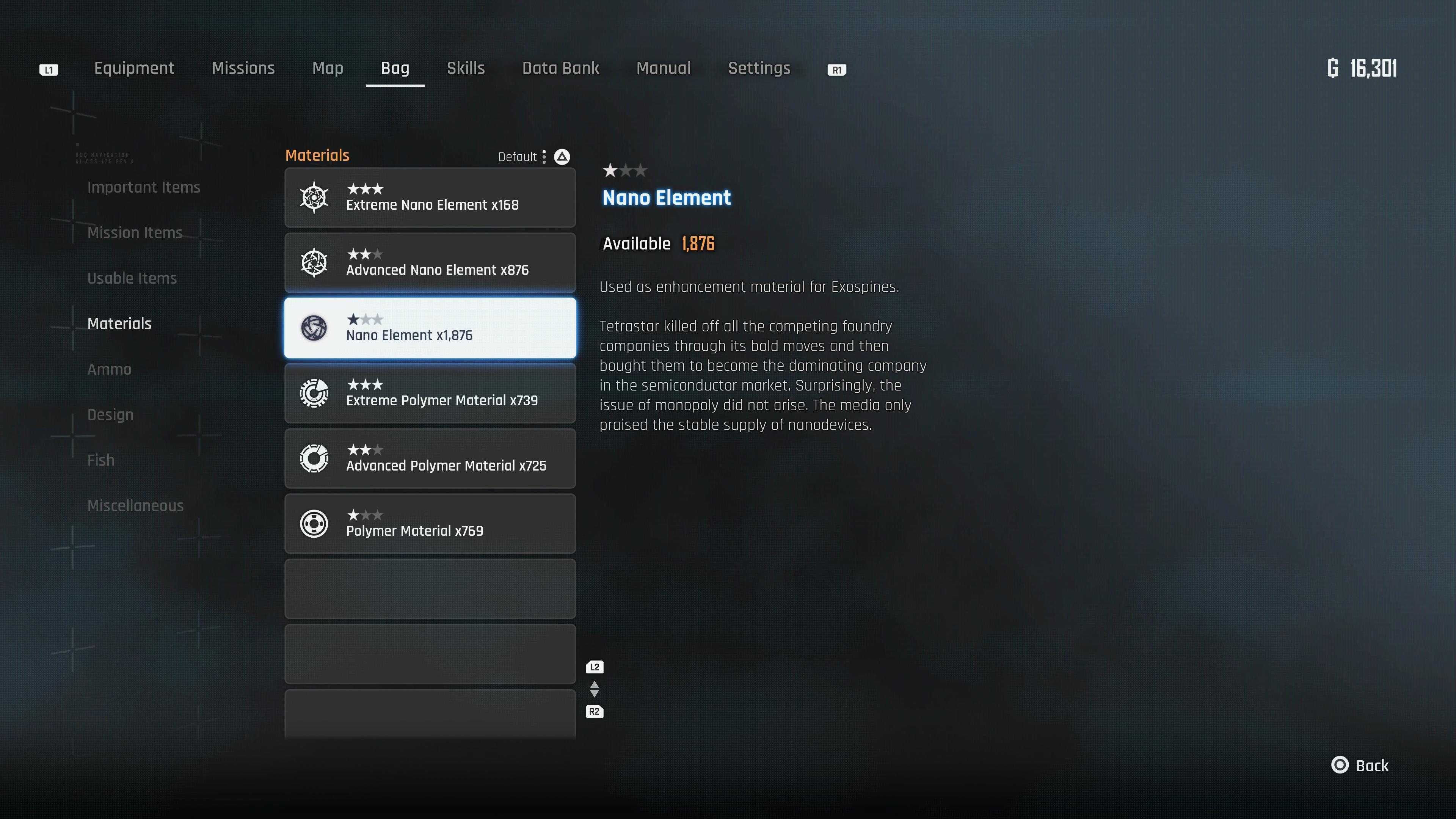 Nano elemant in the inventory - Stellar Blade
