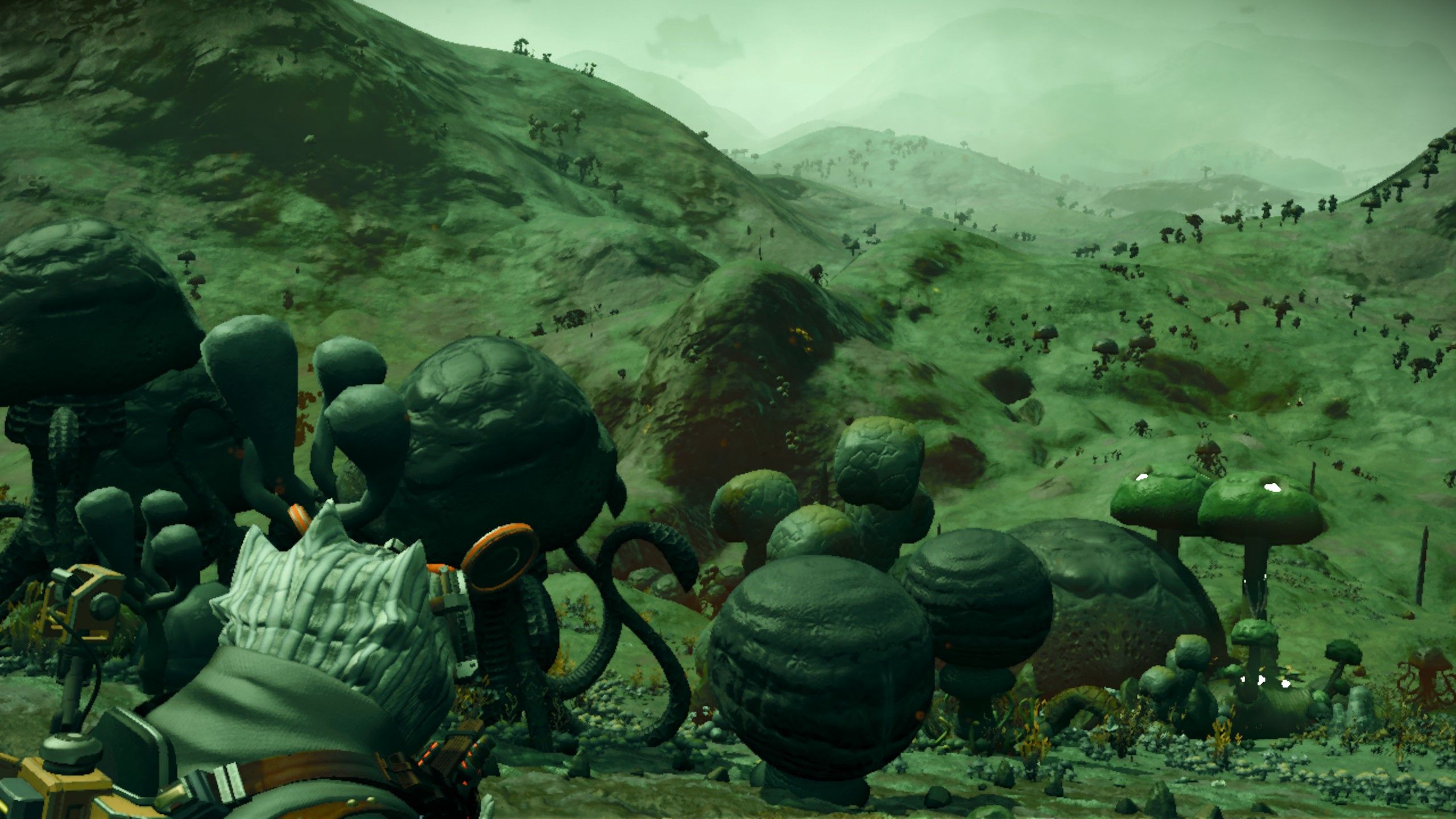 A Traveler on a Toxic Blighted Planet in No Man's Sky.