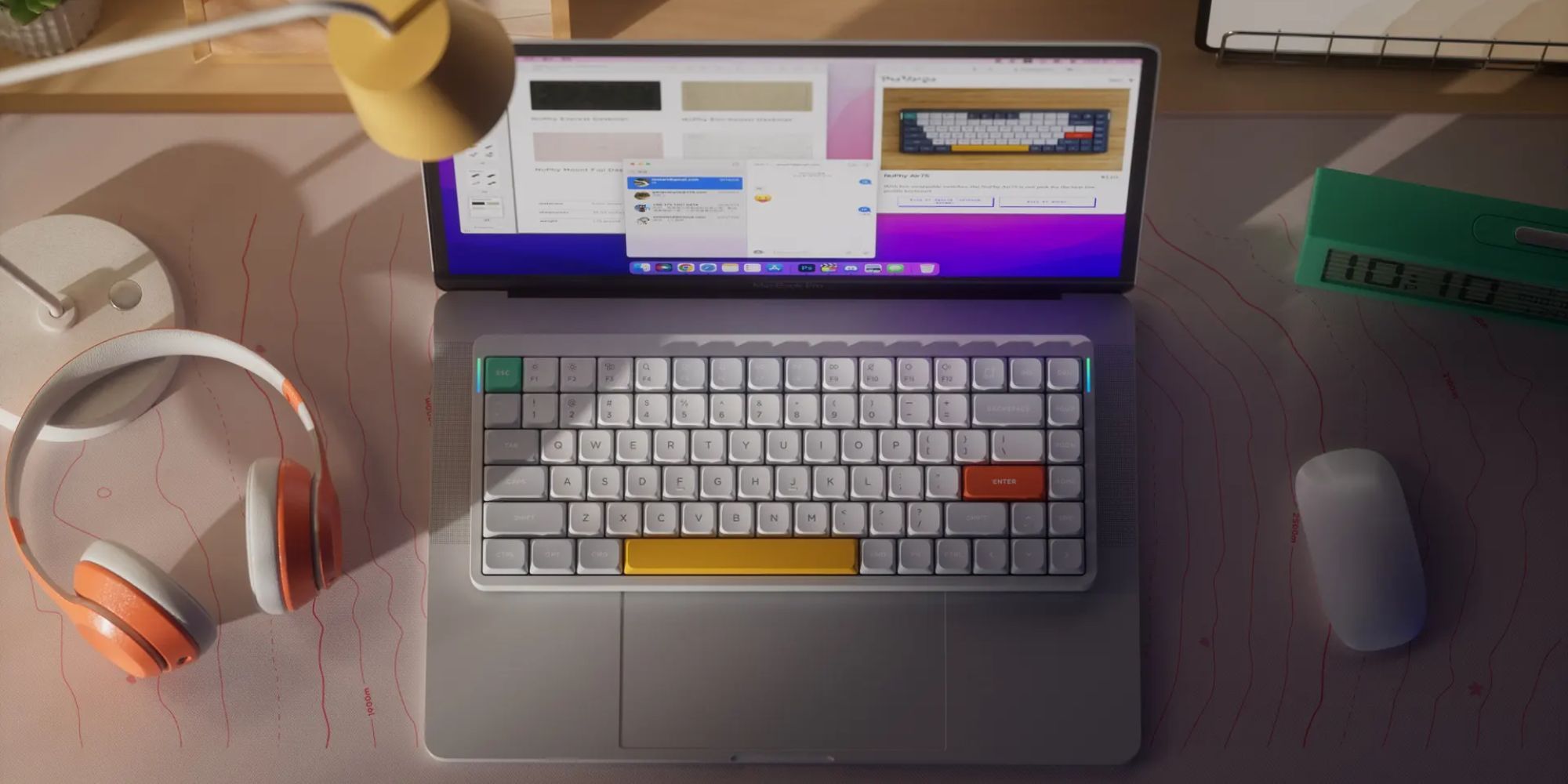 Nuphy Air75 v2 Promo Shot keyboard on a macbook on desk