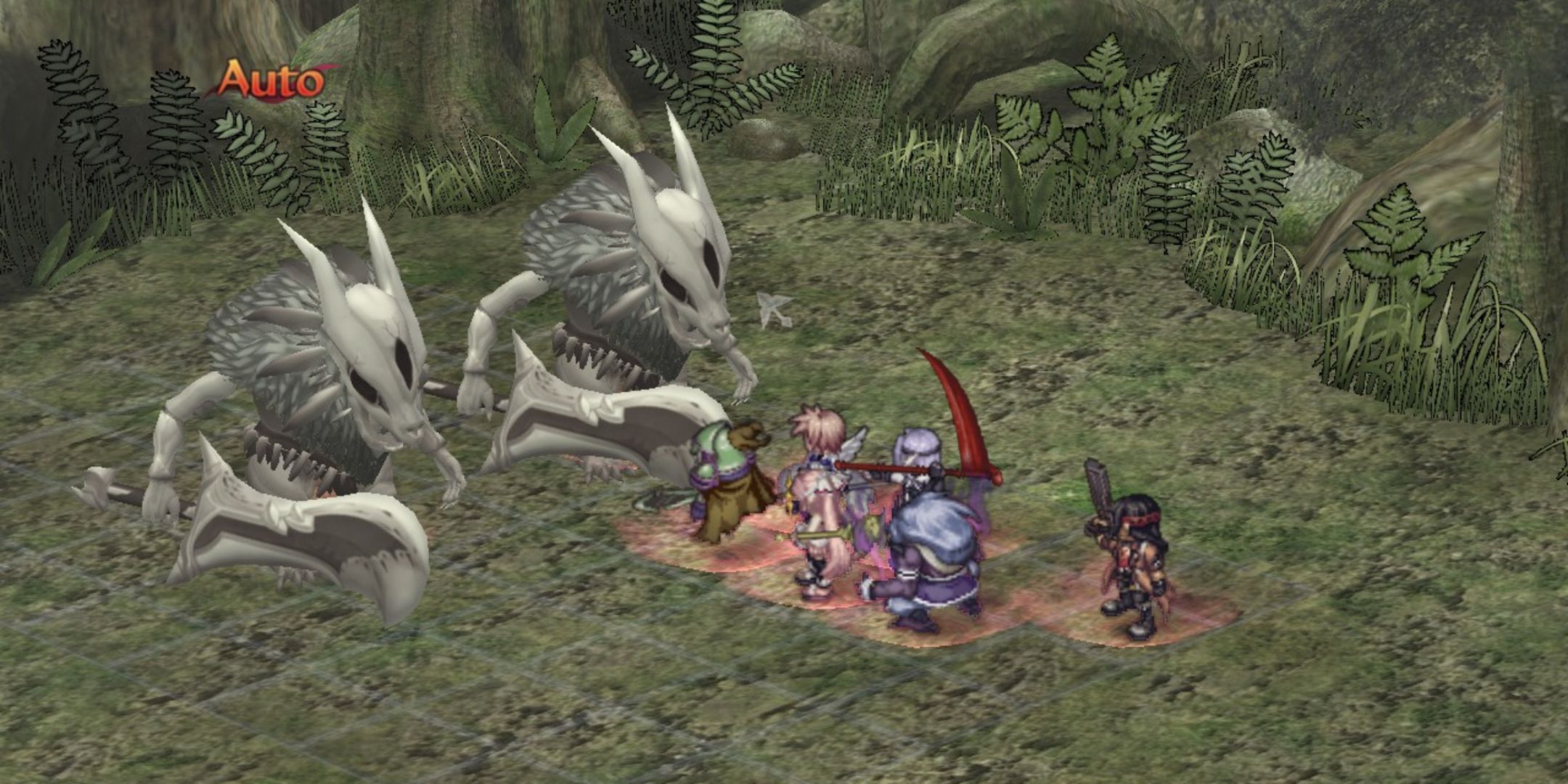 A turn-based battle in Record of Agarest War.