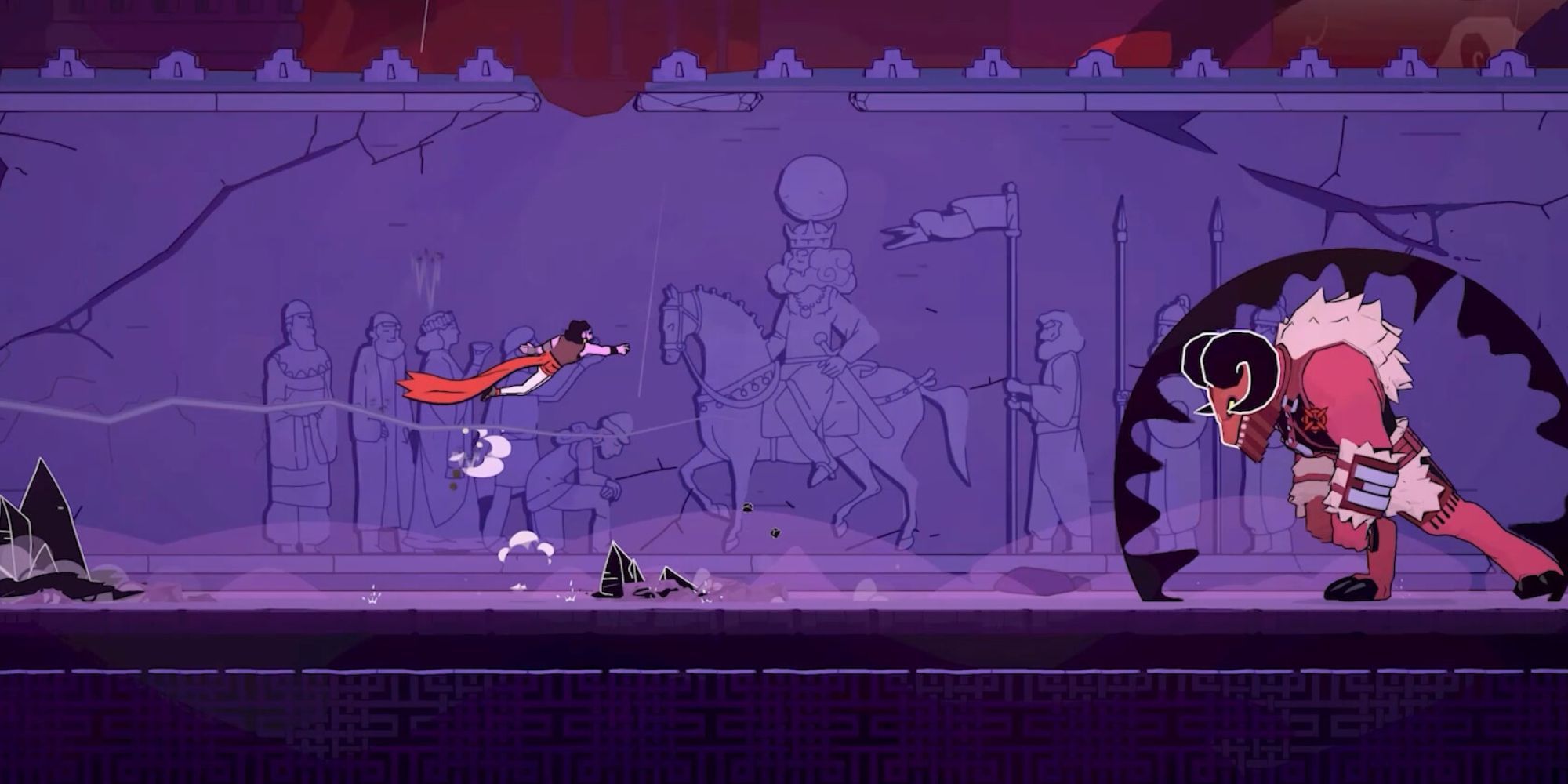 The Rogue Prince of Persia fighting against a Minotaur.