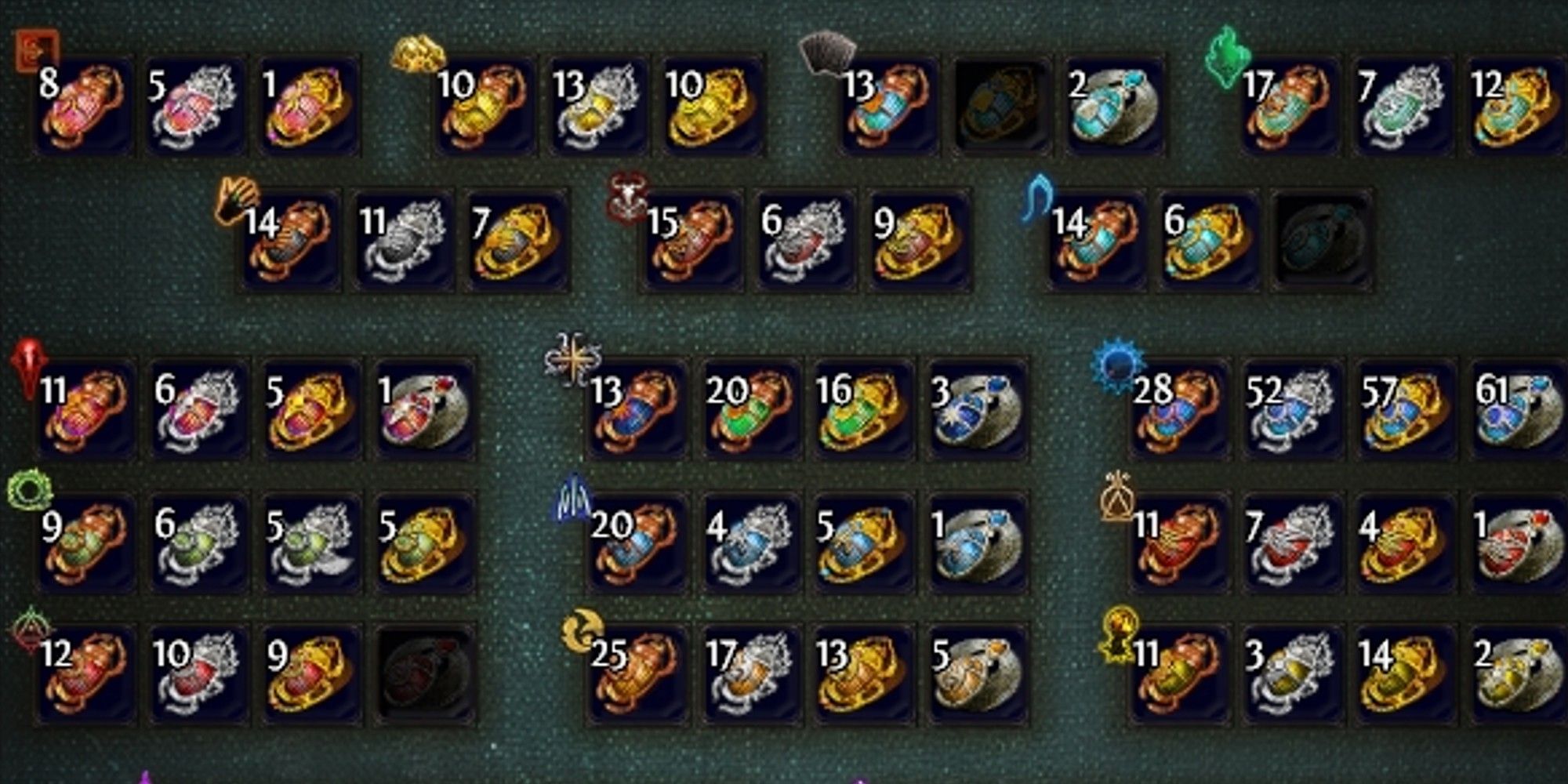Top half of the Fragment Scarab tab in Path of Exile
