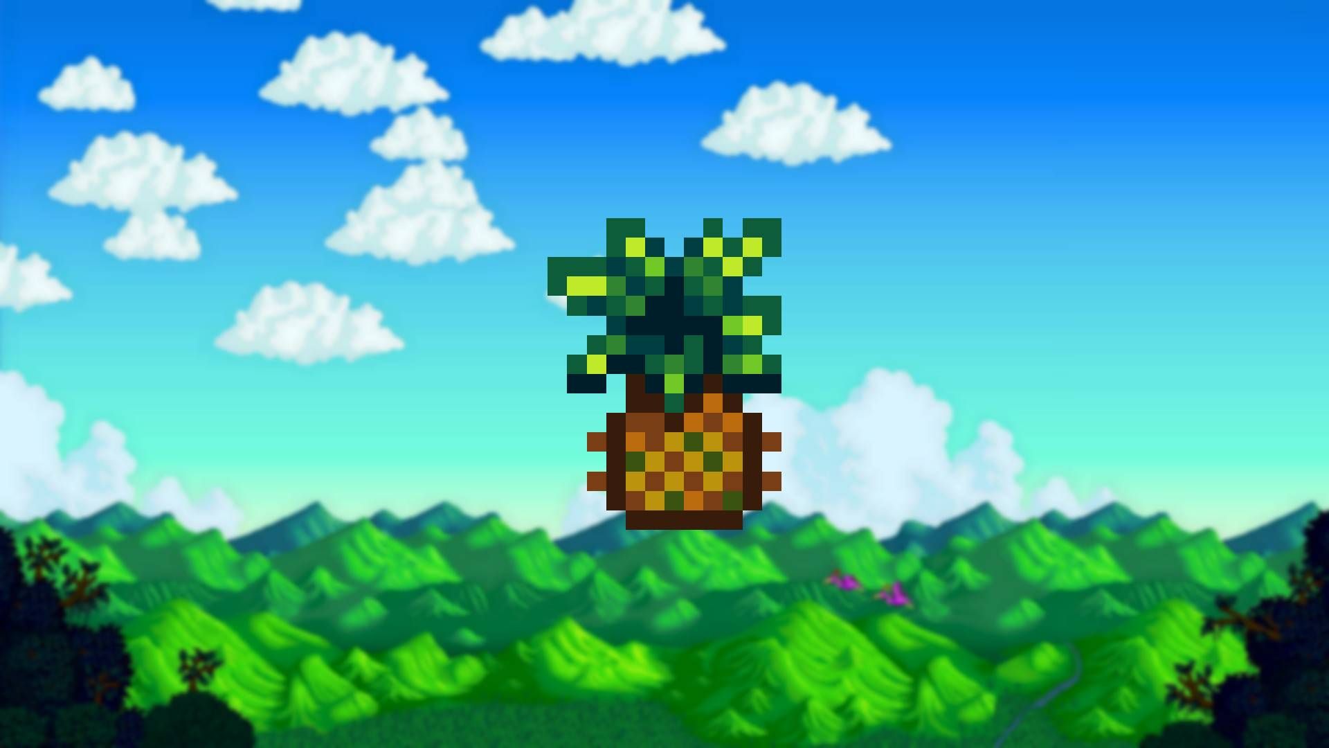 stardew valley best crops background with a pineapple