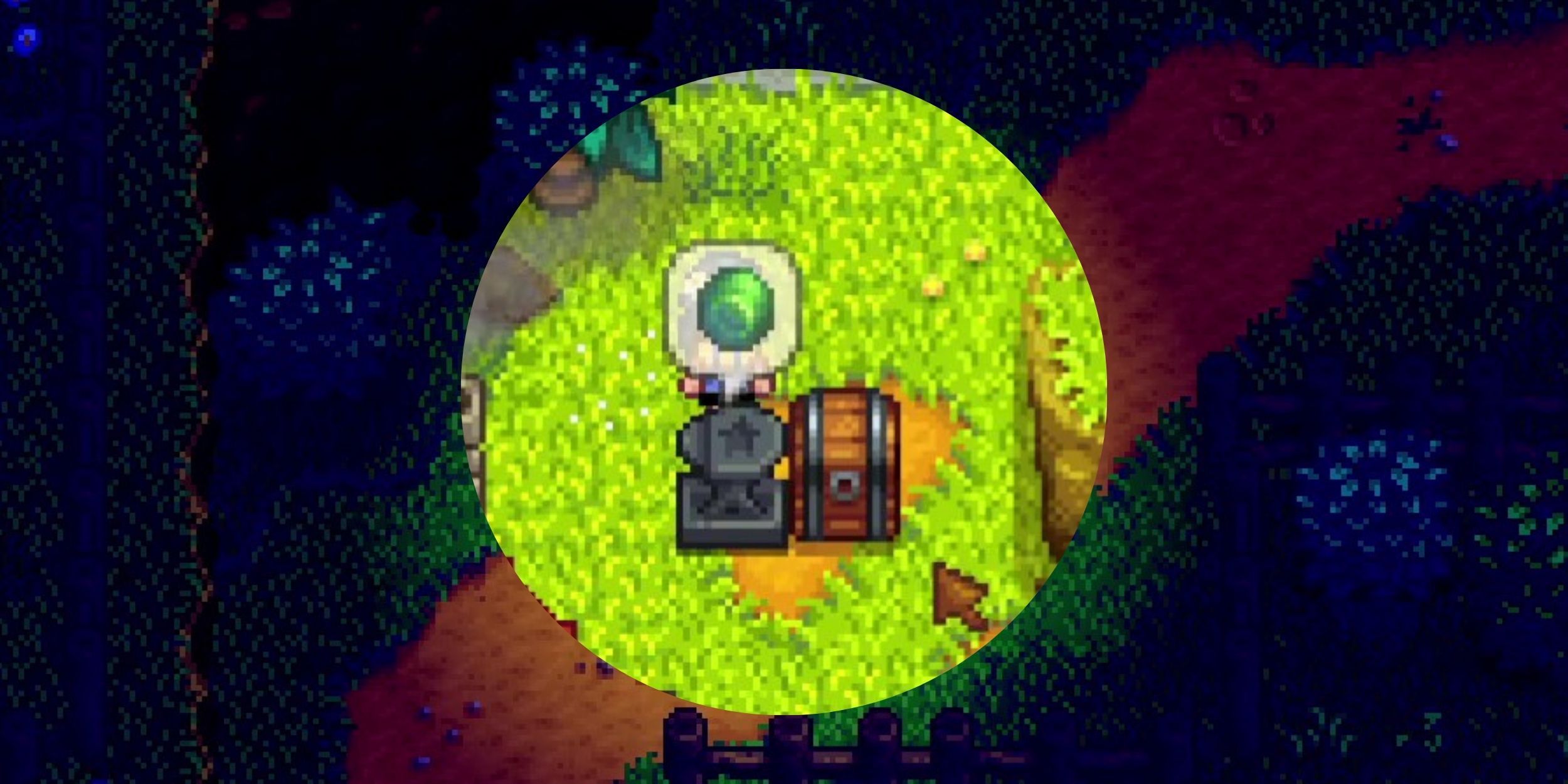 A Frog Egg in an anvil in Stardew Valley.