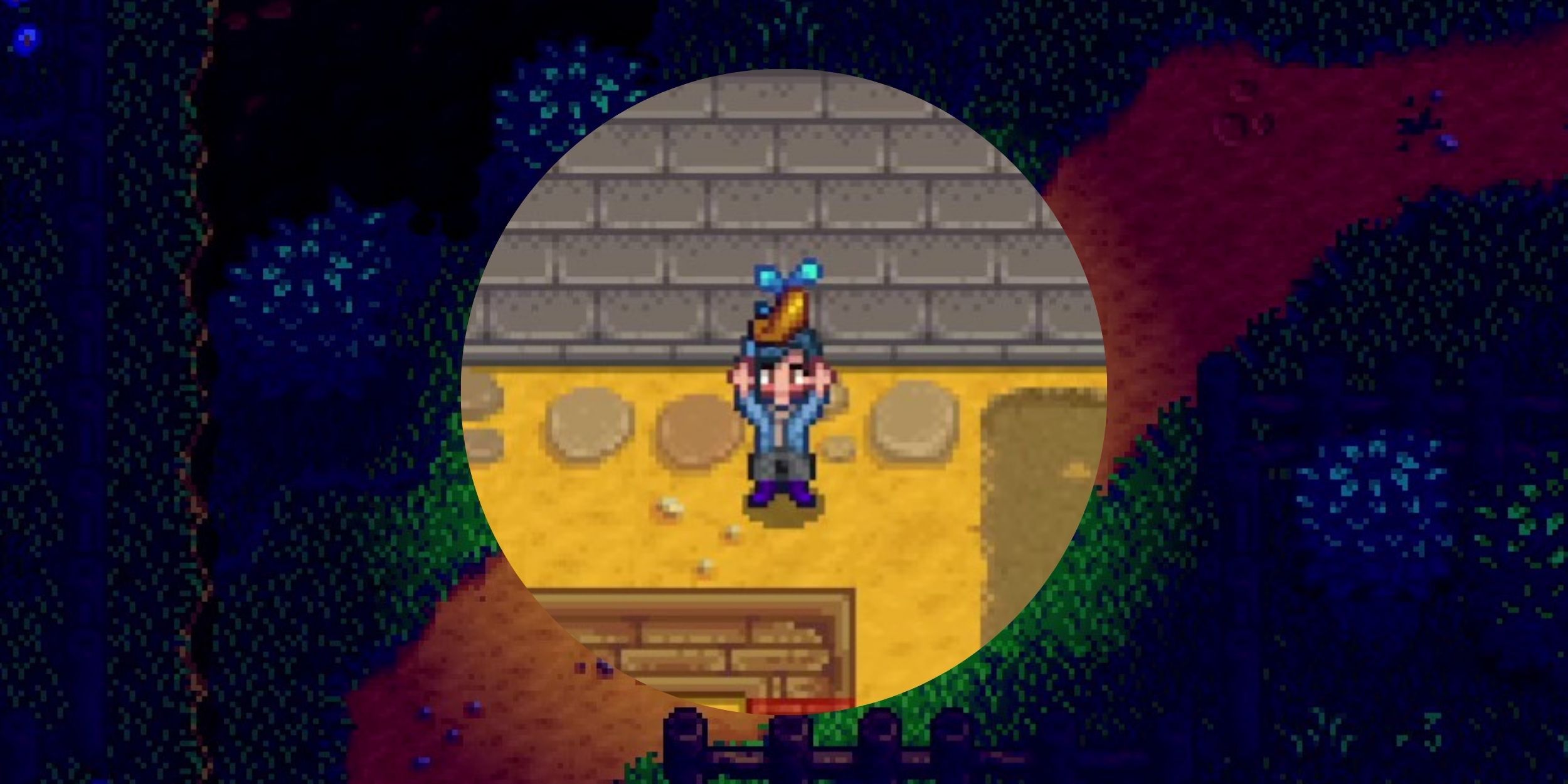 A player holding a Mystic Tree Seed in Stardew Valley.