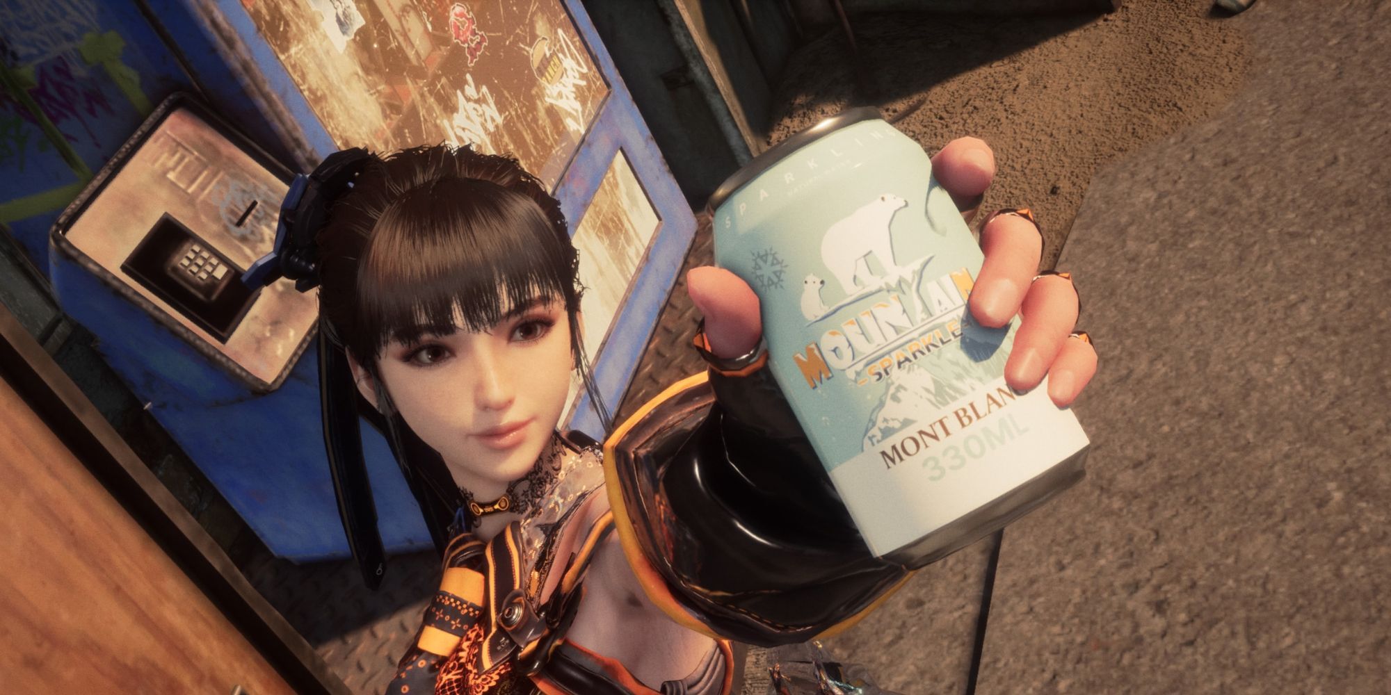 Stellar Blade Eve holding a can aloft