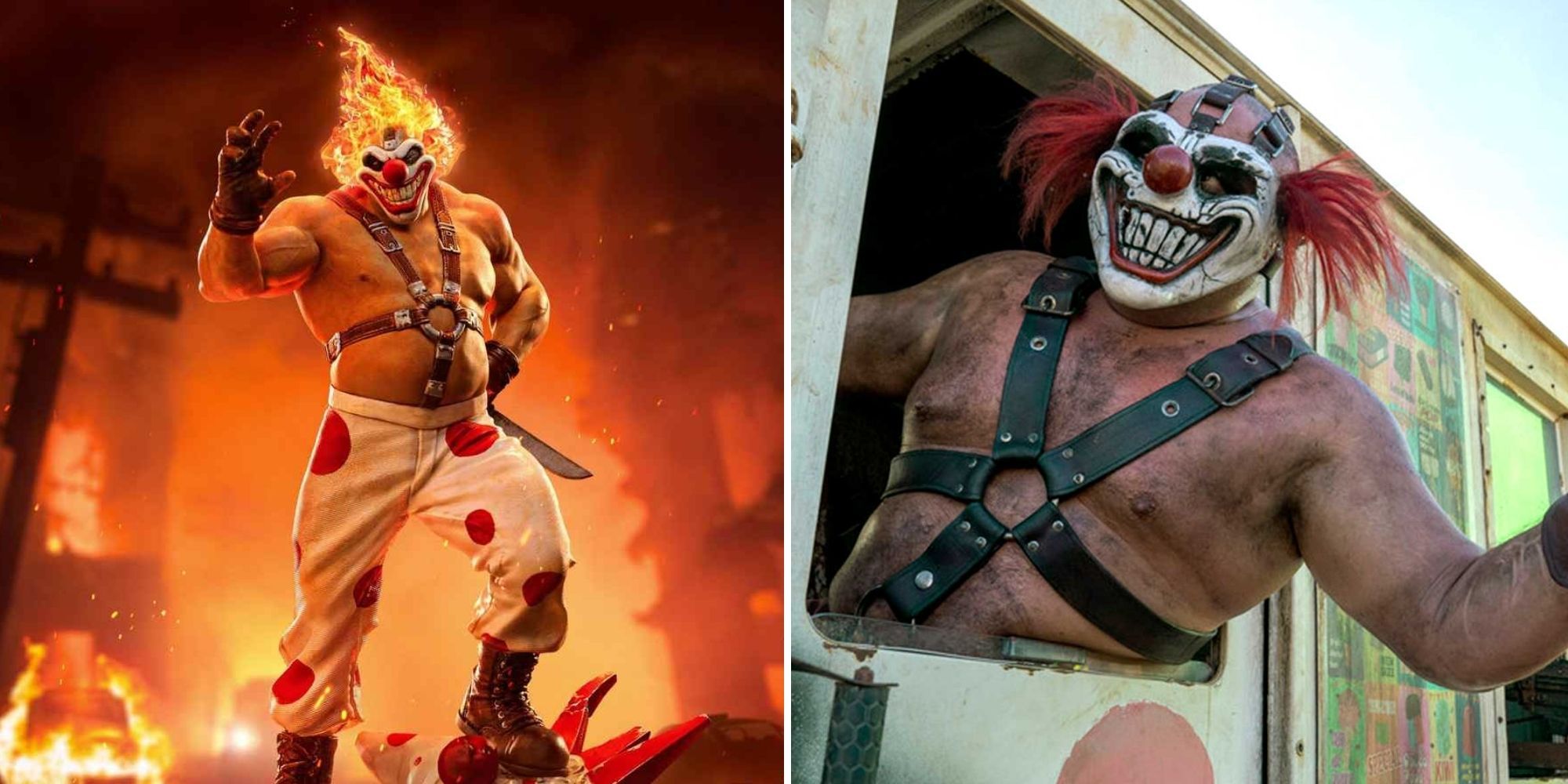 Sweet Tooth from the Twisted Metal games and Sweet Tooth in the Twisted Metal live action series