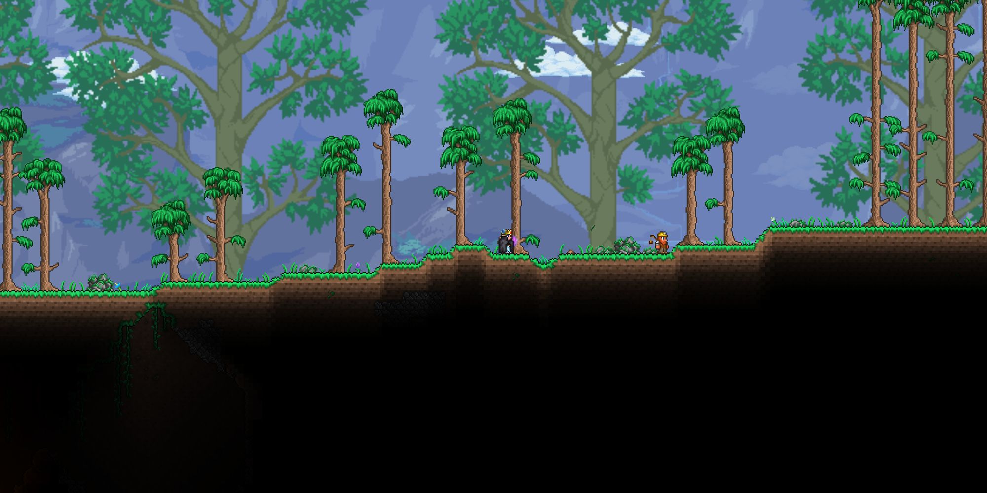 FTW Player standing at spawn point in Terraria Seed. 