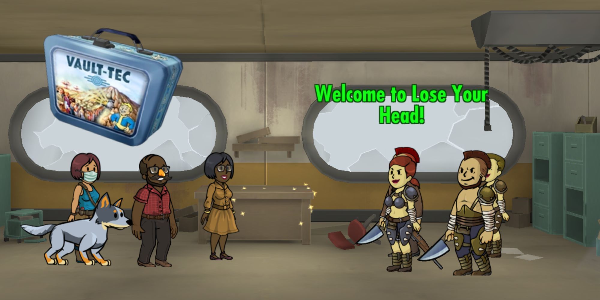 Fallout Shelter: A party of Vault Dwellers embarks on the beginning of the Game Show Gauntlet.