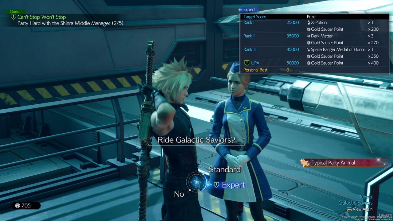 The scoreboard for Galactic Survivors with the UPA&rsquo;s score in Final Fantasy 7 Rebirth.