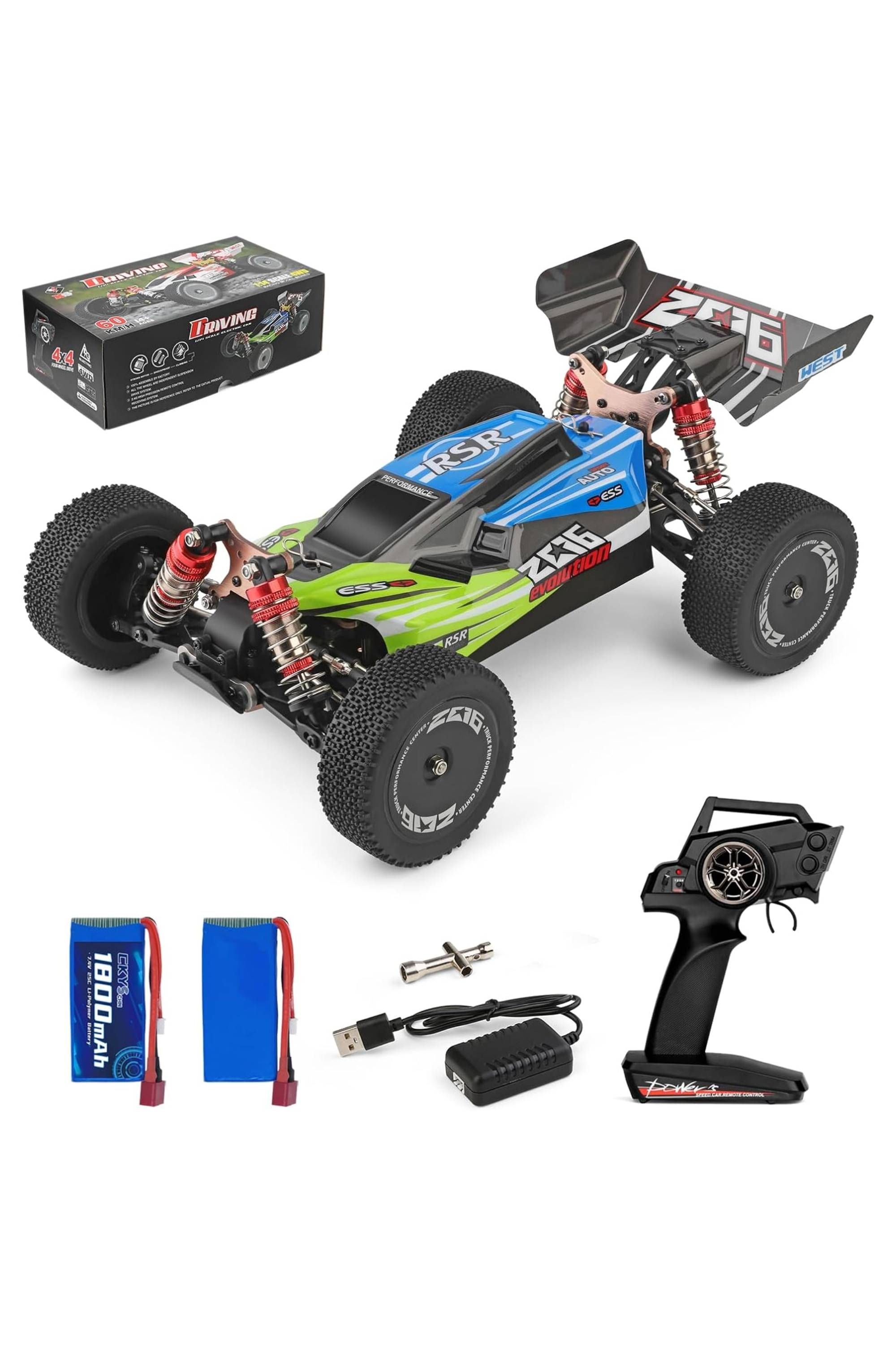 بهترین خودروهای RC در سال 2024 5 WLtoys 144001 1-14 2.4G 4WD High Speed Racing RC Vehicle Vehicle 60kmh with 2 Battery