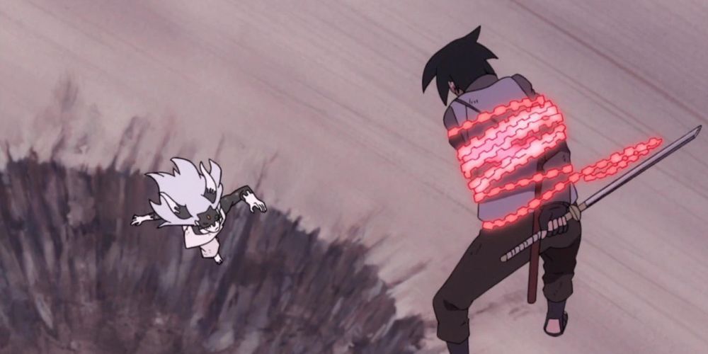 Sasuke using Amenotejikara against Otsusiki