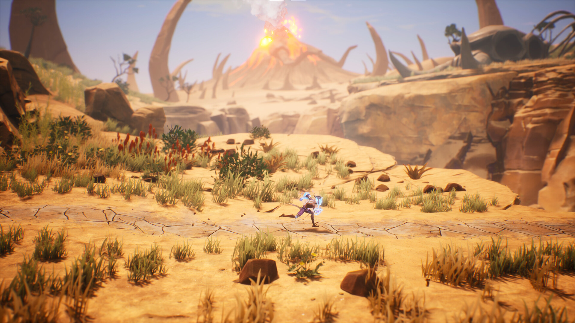 Zau running through the desert in Tales of Kenzera: Zau.