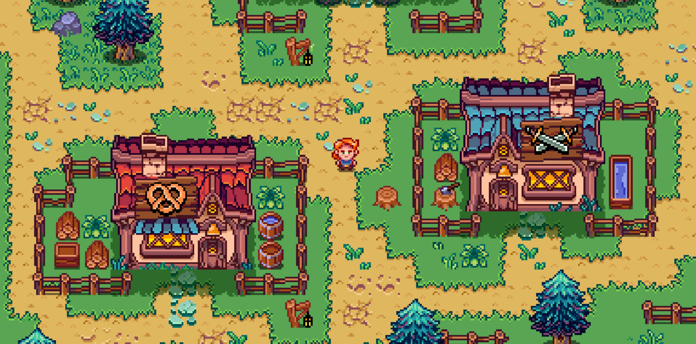 Town in Ron Gilbert's new game with a bakery and weapons shop