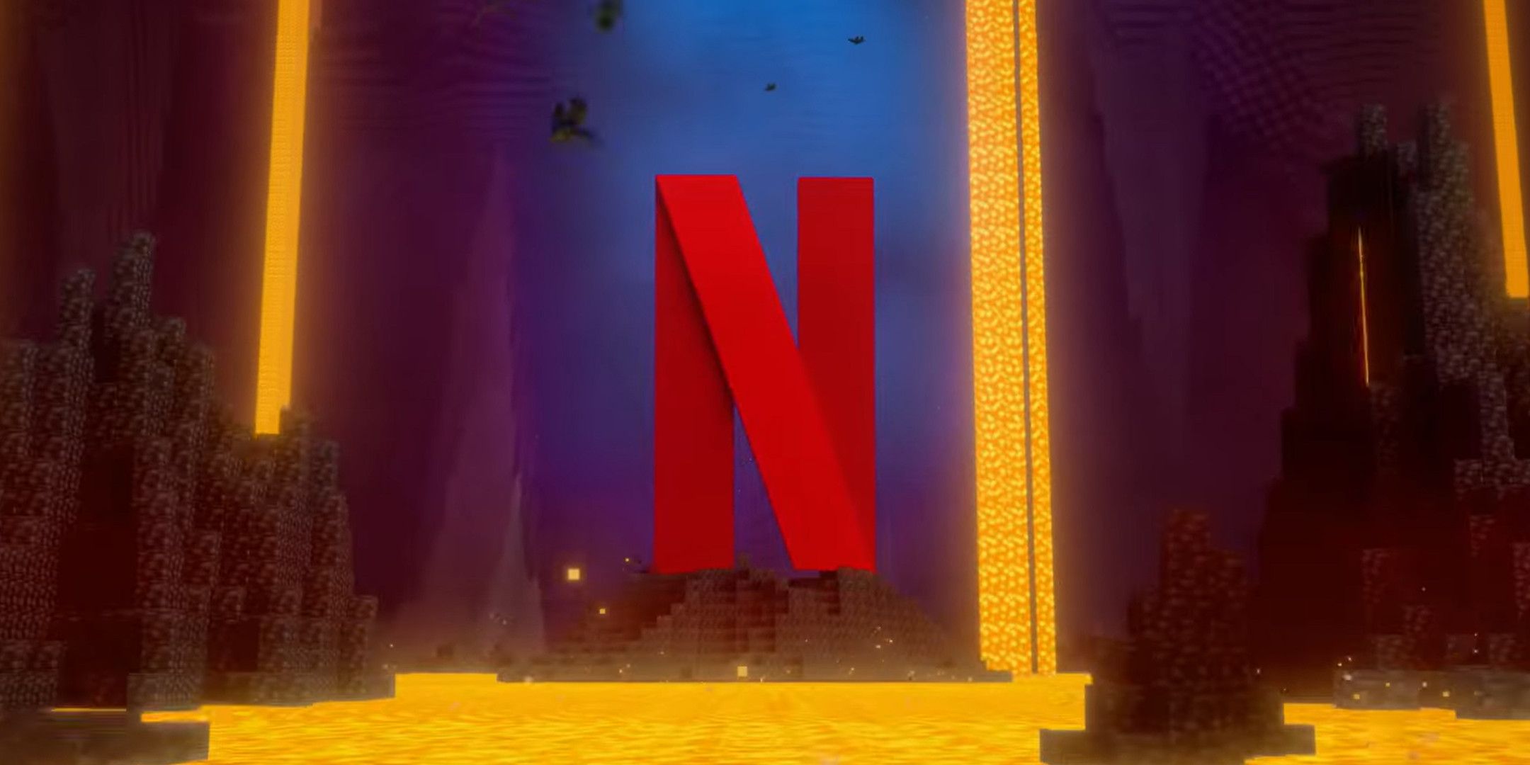 A Netflix logo surrounded by lava in the Nether-1