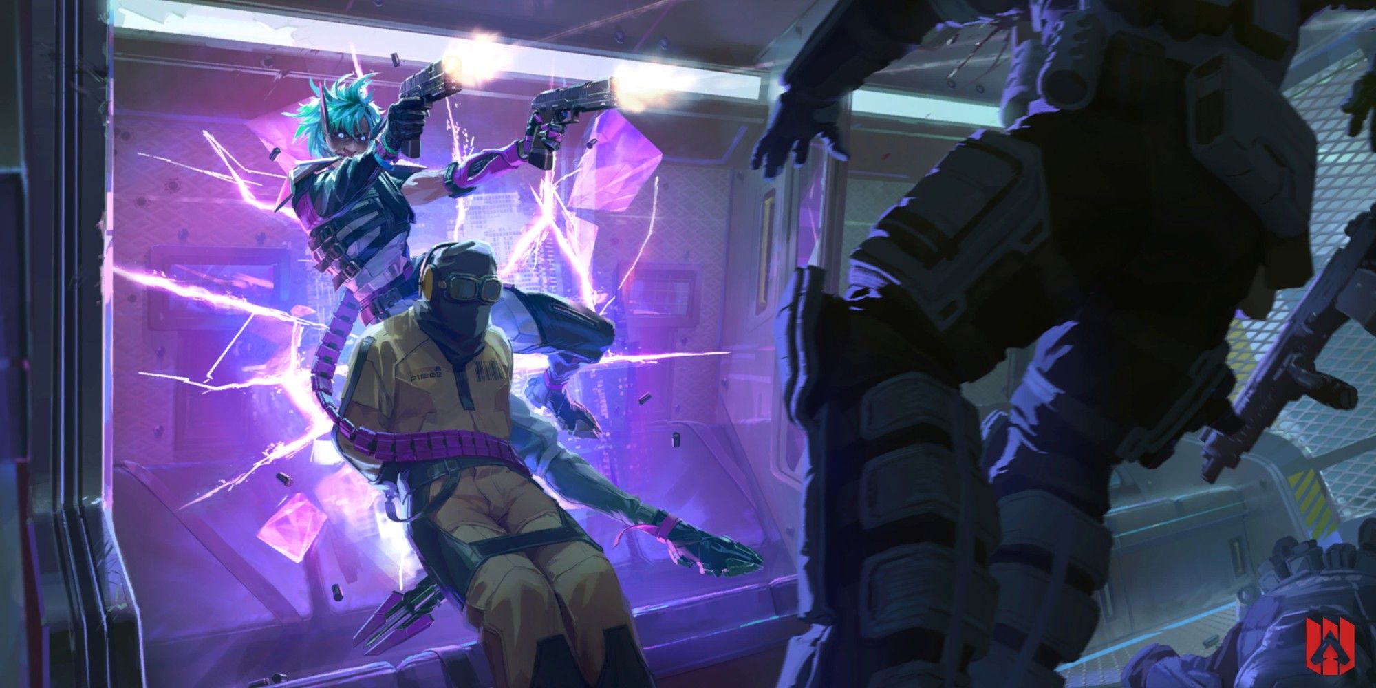 Apex Legends character Alter using the Void Passage ability and shooting enemies in a transition screen.