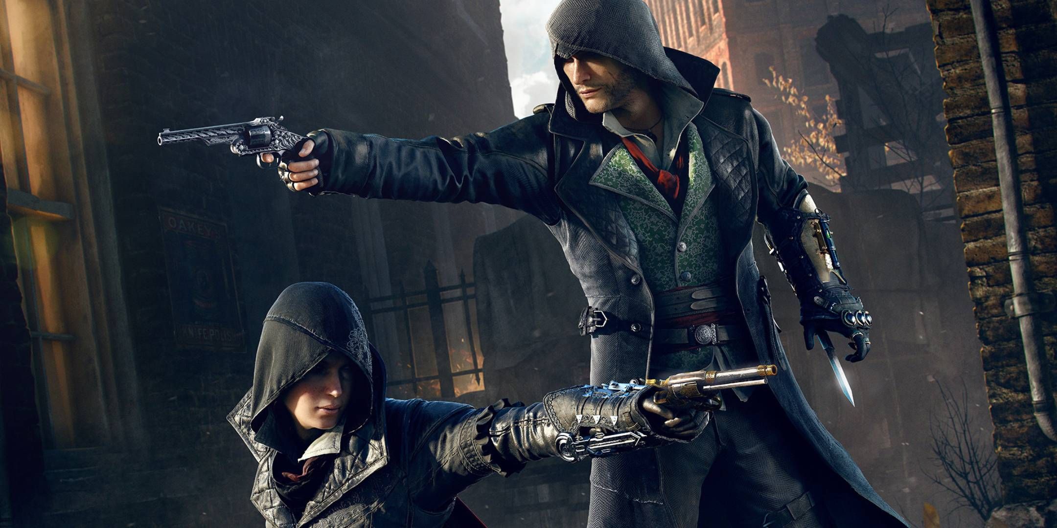 Assassins Creed Syndicate - Evie and Jacob Frye firing pistols