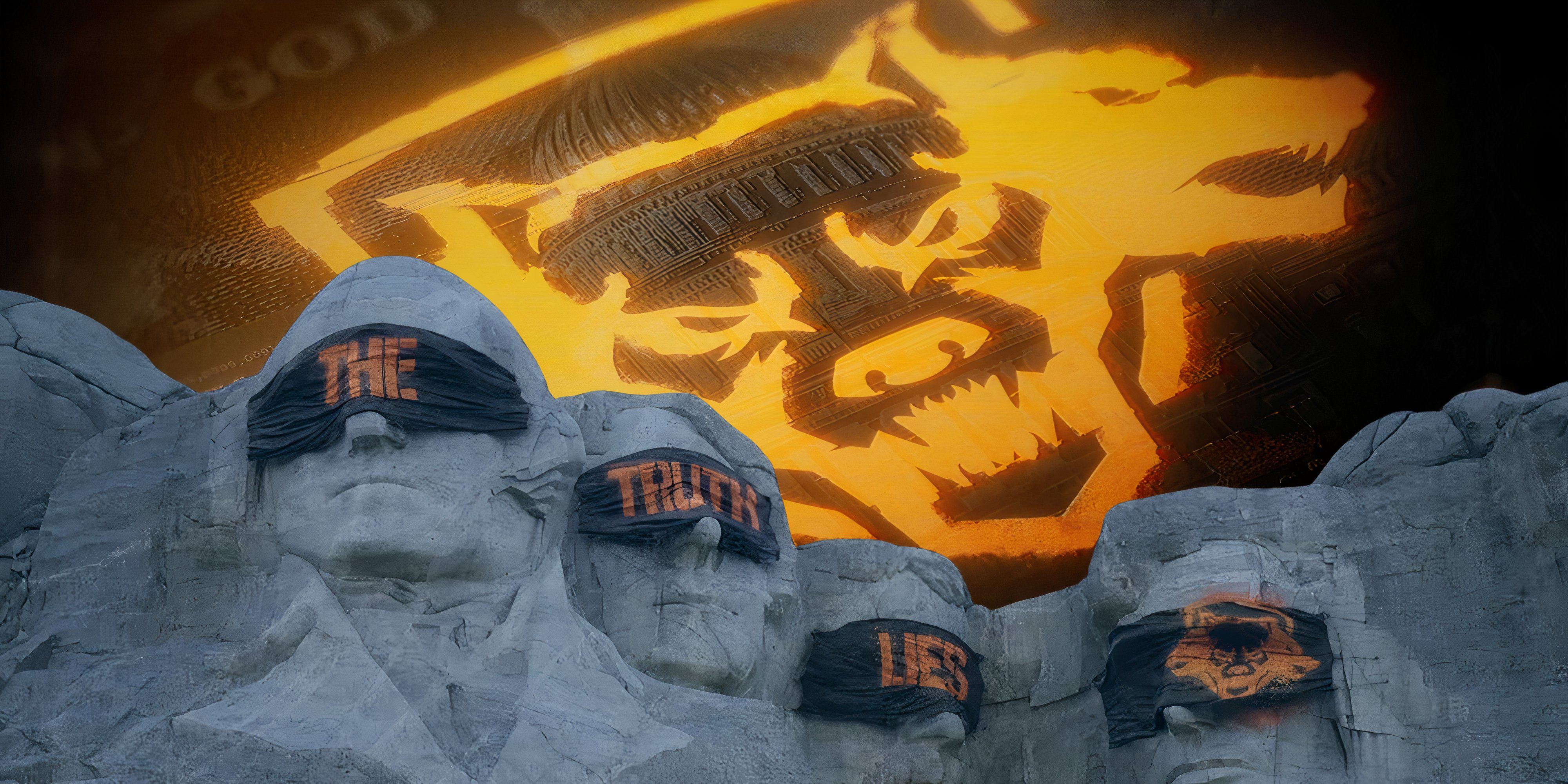 Call of Duty Black Ops 6 logo with Mount Rushmore The Truth Lies advert