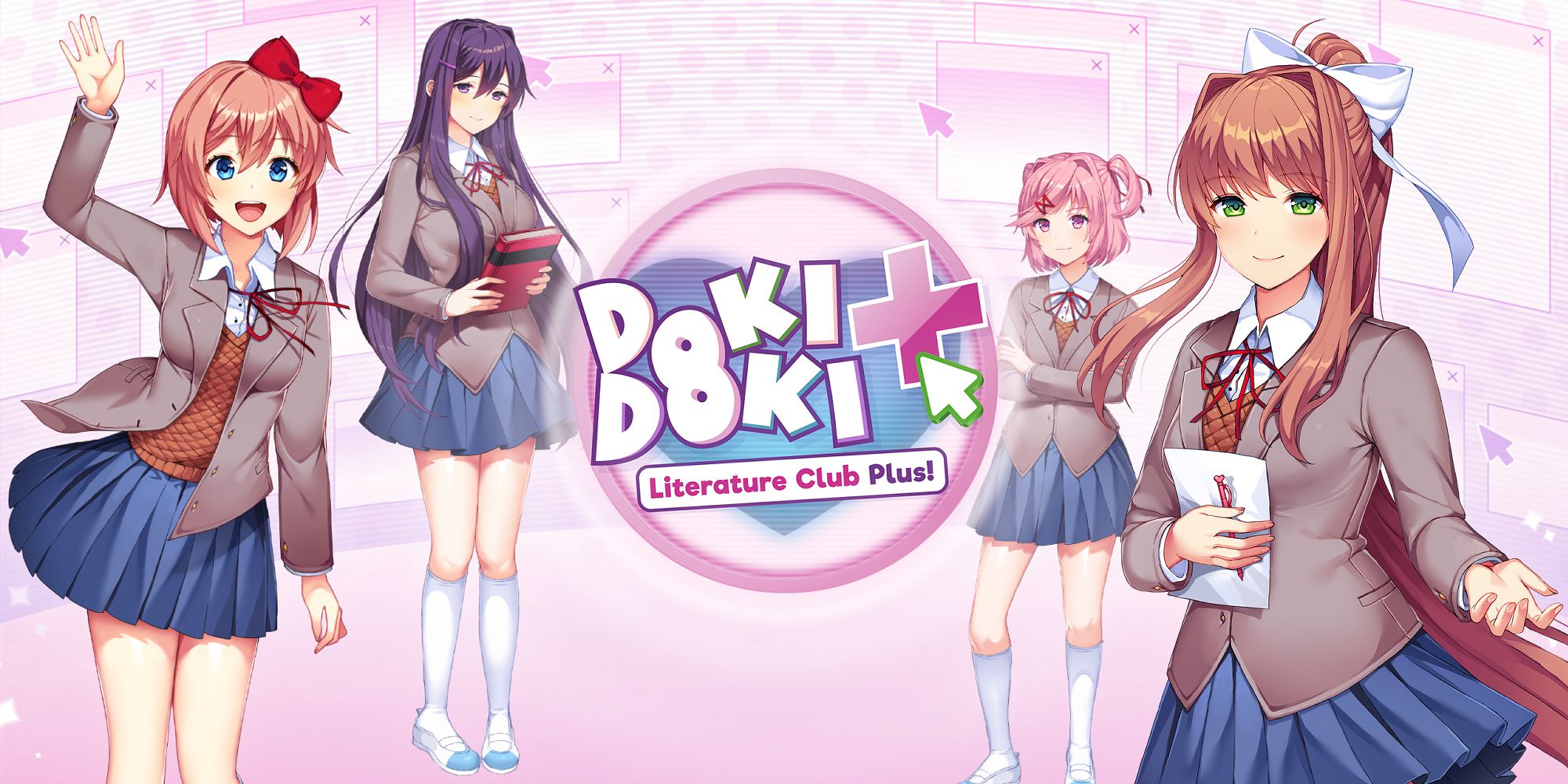 Doki Doki Literature Club Title Showing The Main Characters.