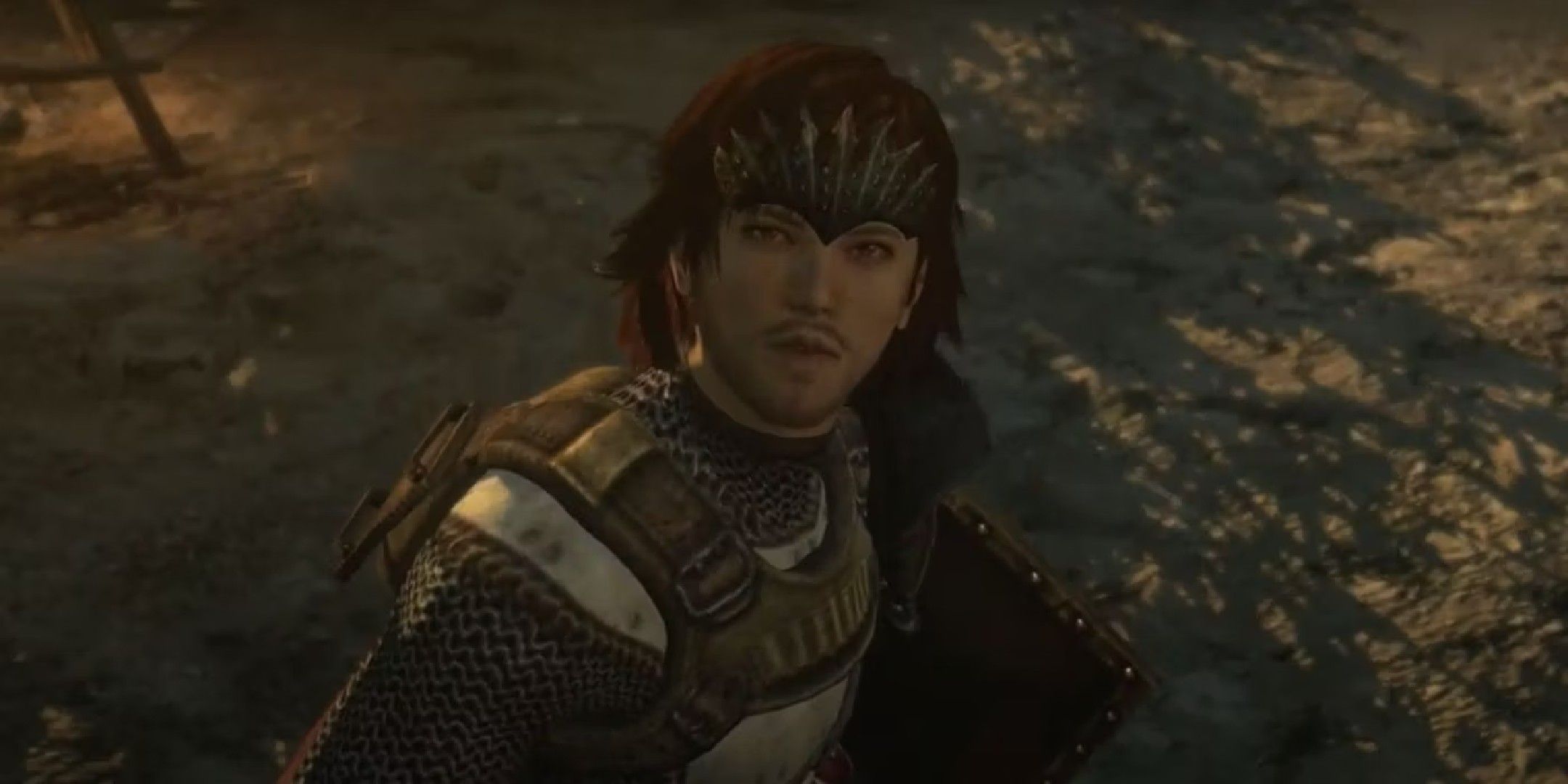 Dragon's dogma image showing A Fighter looking off into the distance